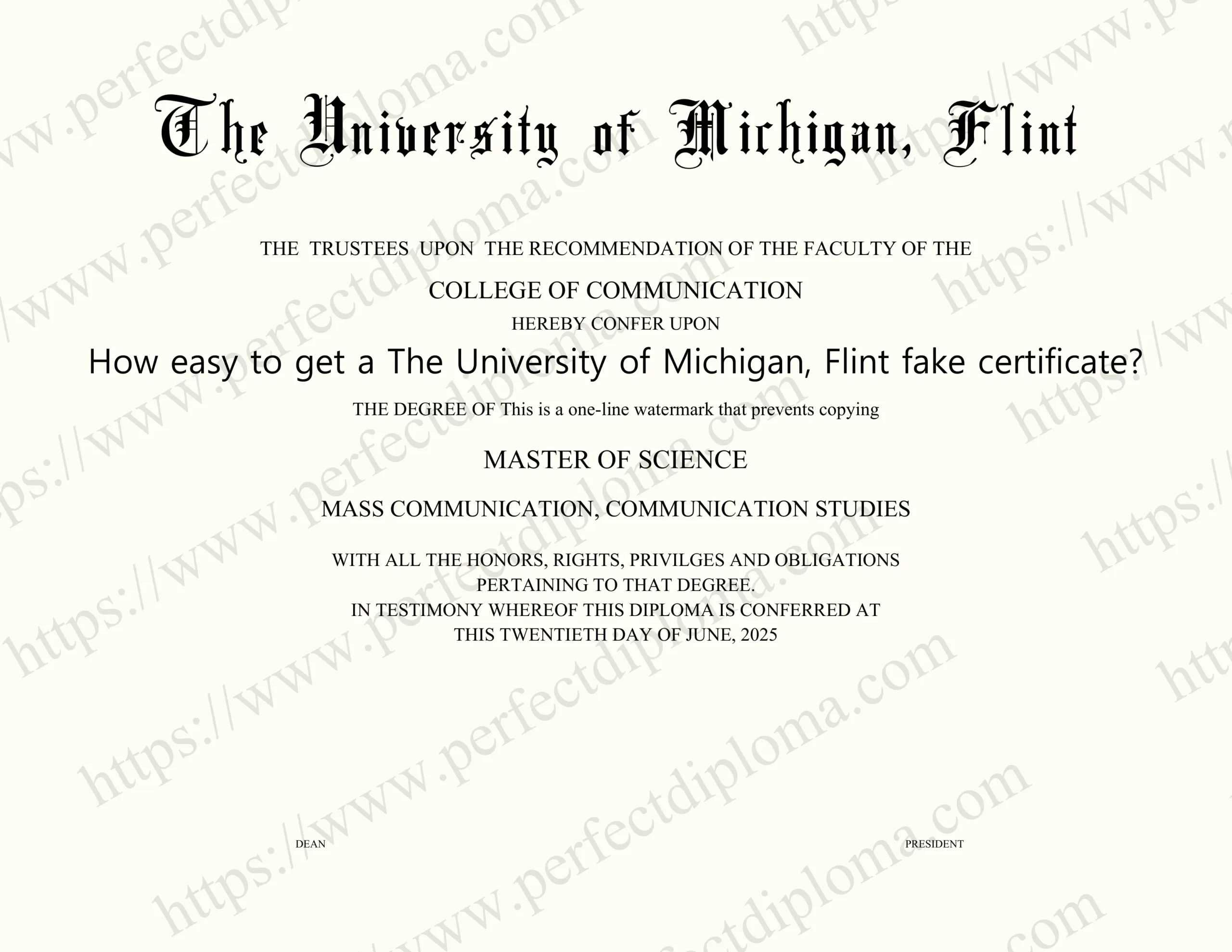 How easy to get a The University of Michigan, Flint fake certificate?