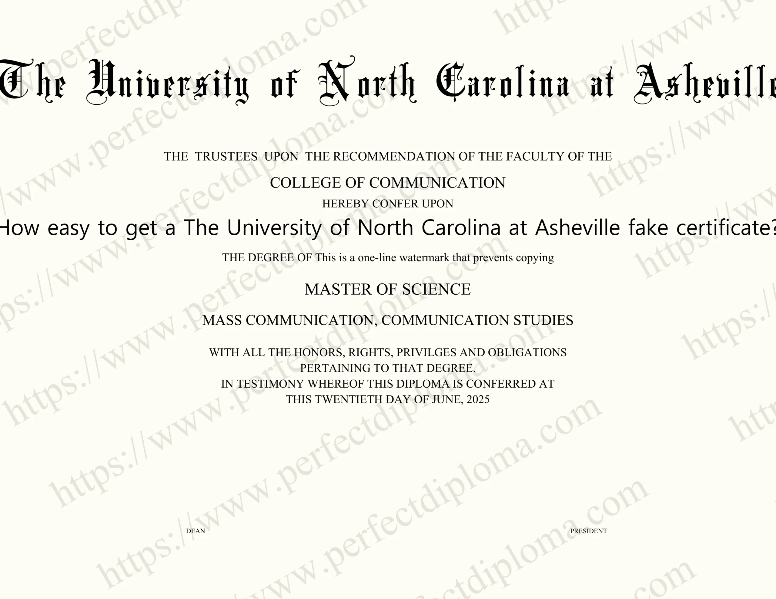 How easy to get a The University of North Carolina at Asheville fake certificate?
