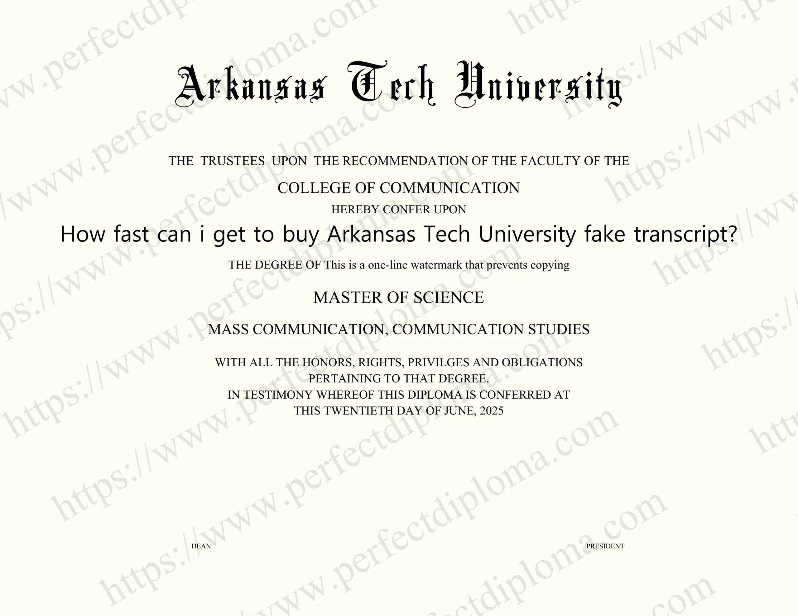 How fast can i get to buy Arkansas Tech University fake transcript?