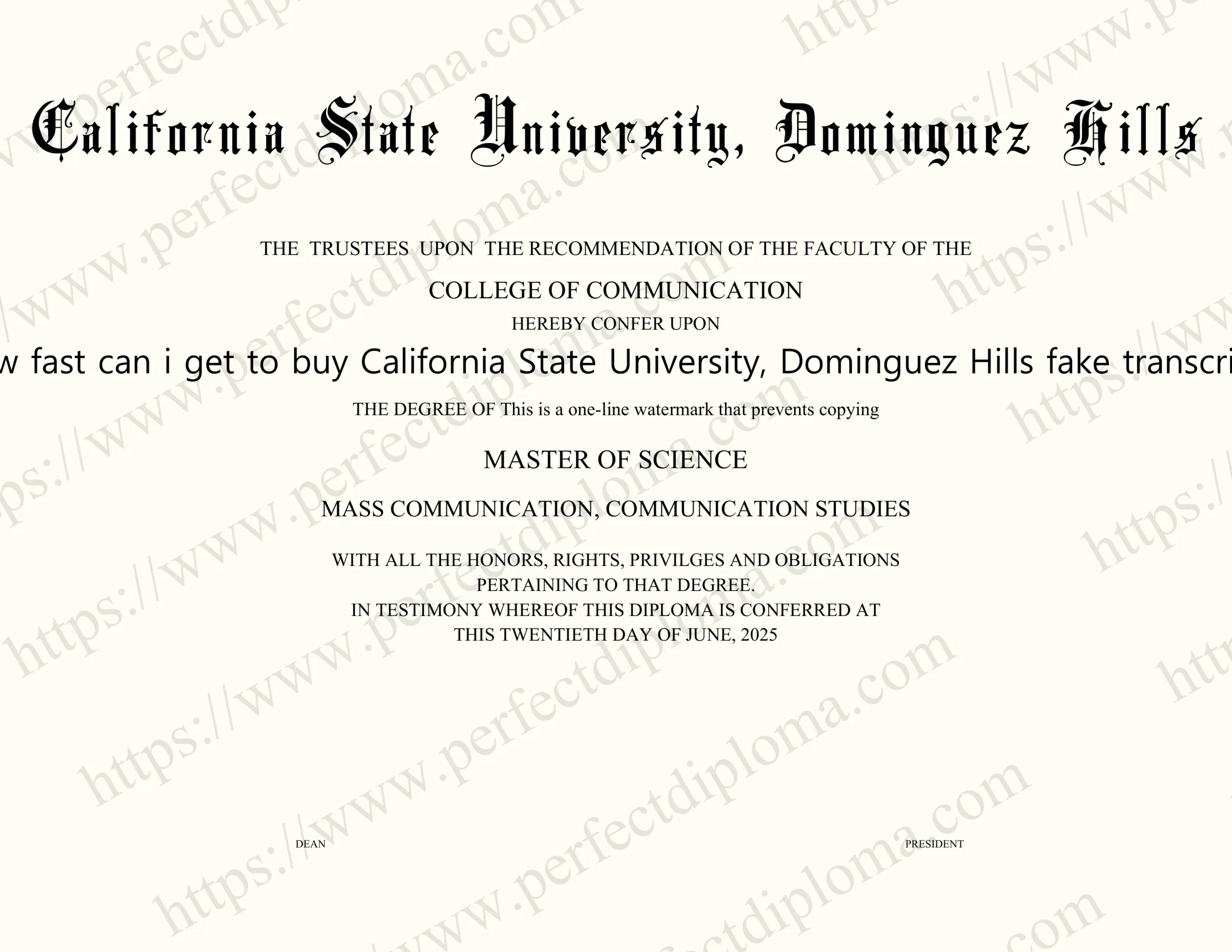 How fast can i get to buy California State University, Dominguez Hills fake transcript?