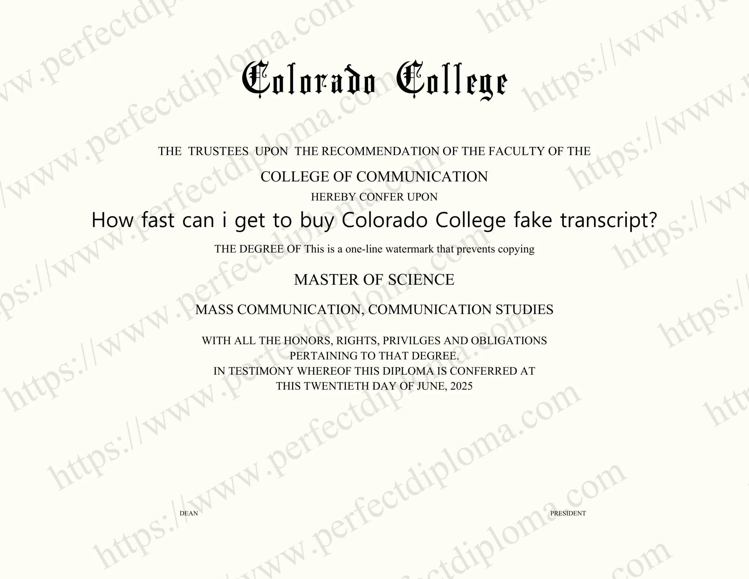 How fast can i get to buy Colorado College fake transcript?