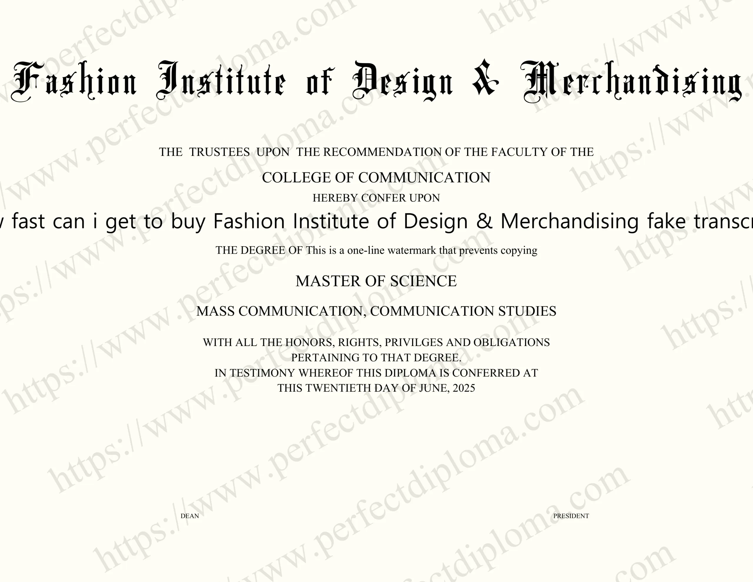 How fast can i get to buy Fashion Institute of Design & Merchandising fake transcript?