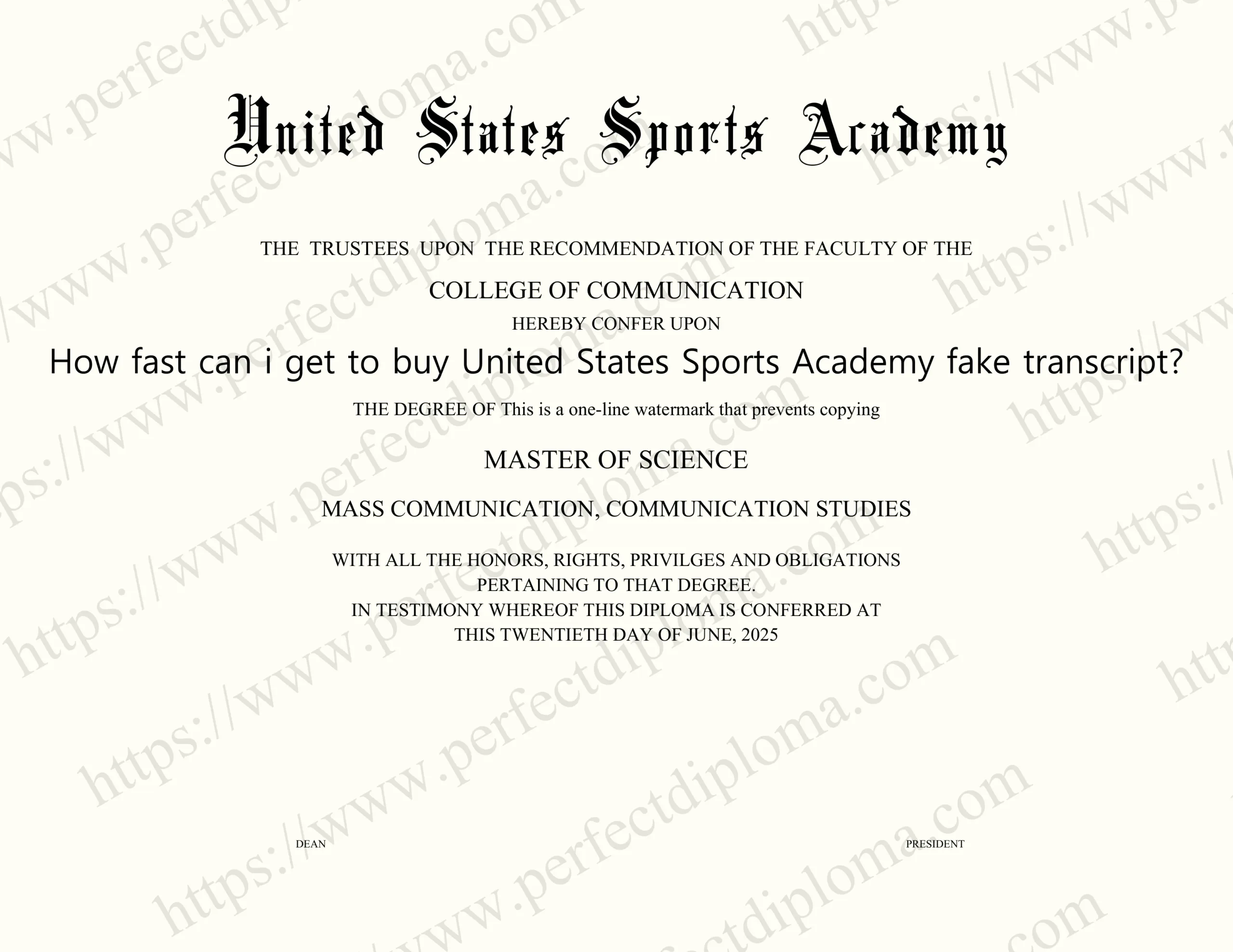 How fast can i get to buy United States Sports Academy fake transcript?