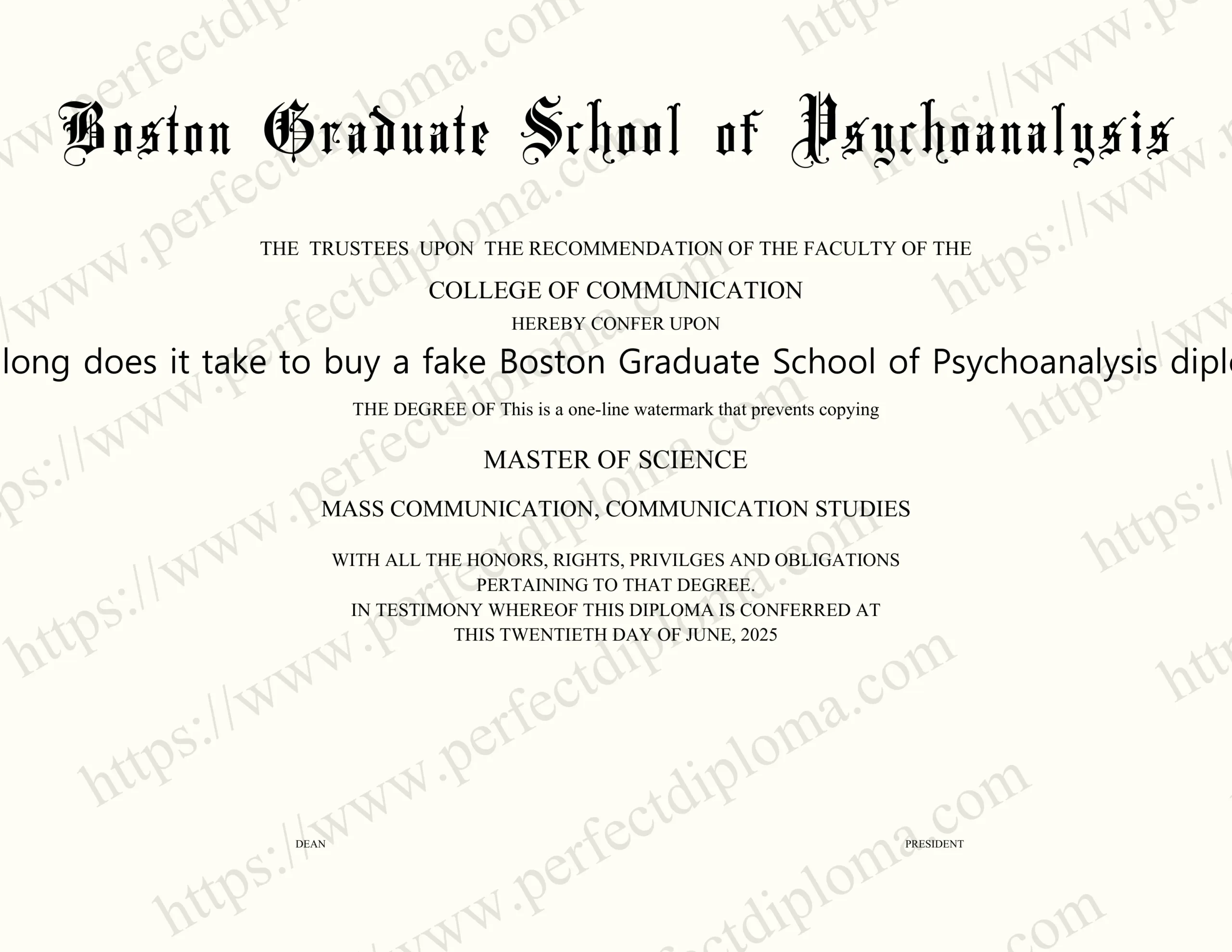 How long does it take to buy a fake Boston Graduate School of Psychoanalysis diploma?