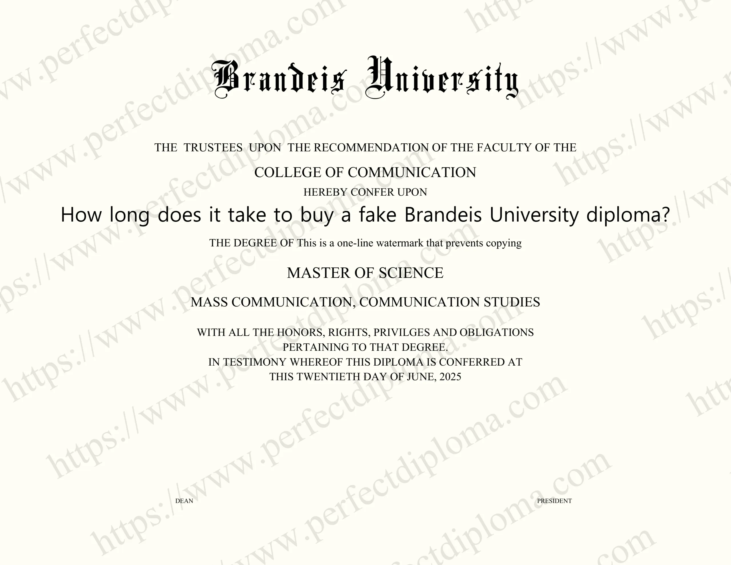 How long does it take to buy a fake Brandeis University diploma?