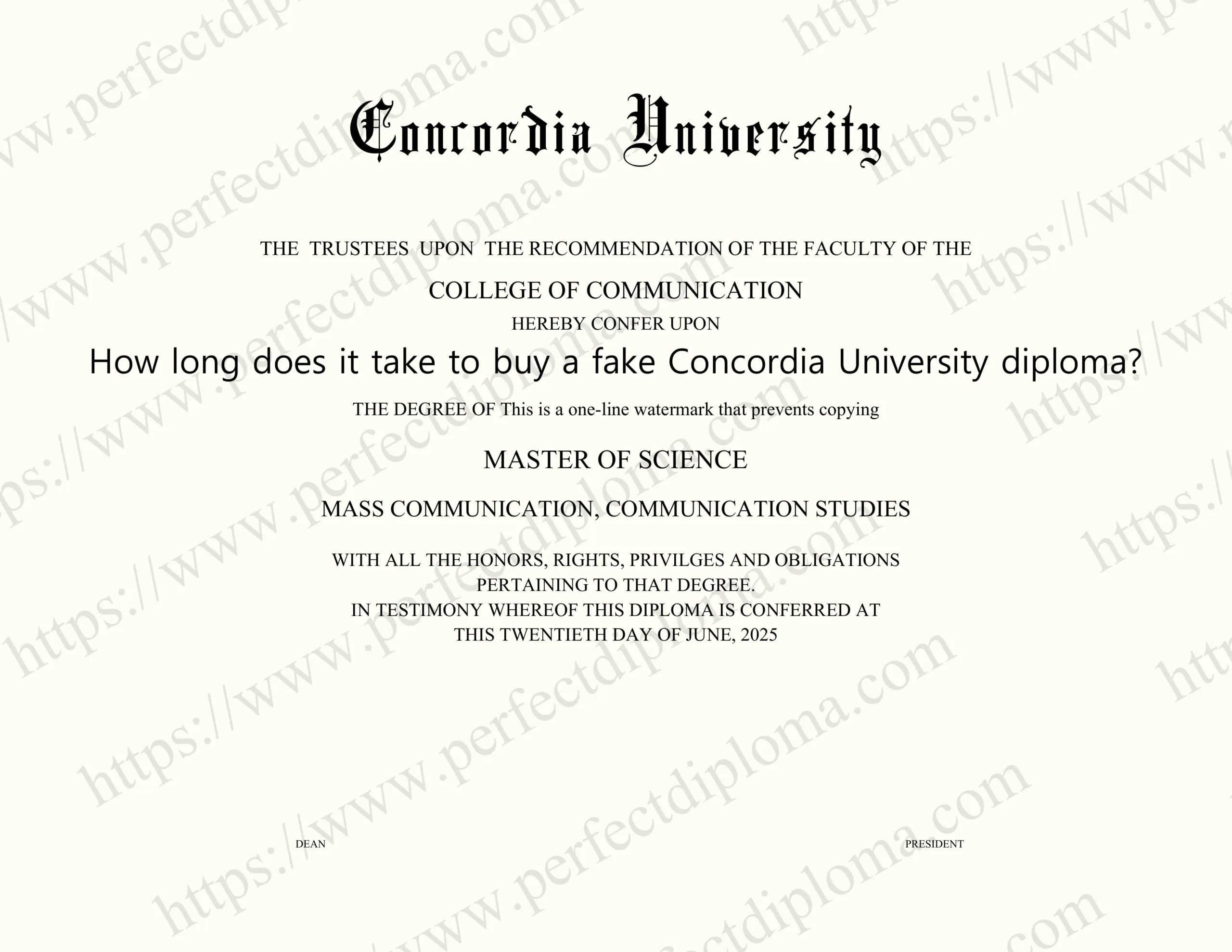 How long does it take to buy a fake Concordia University diploma?