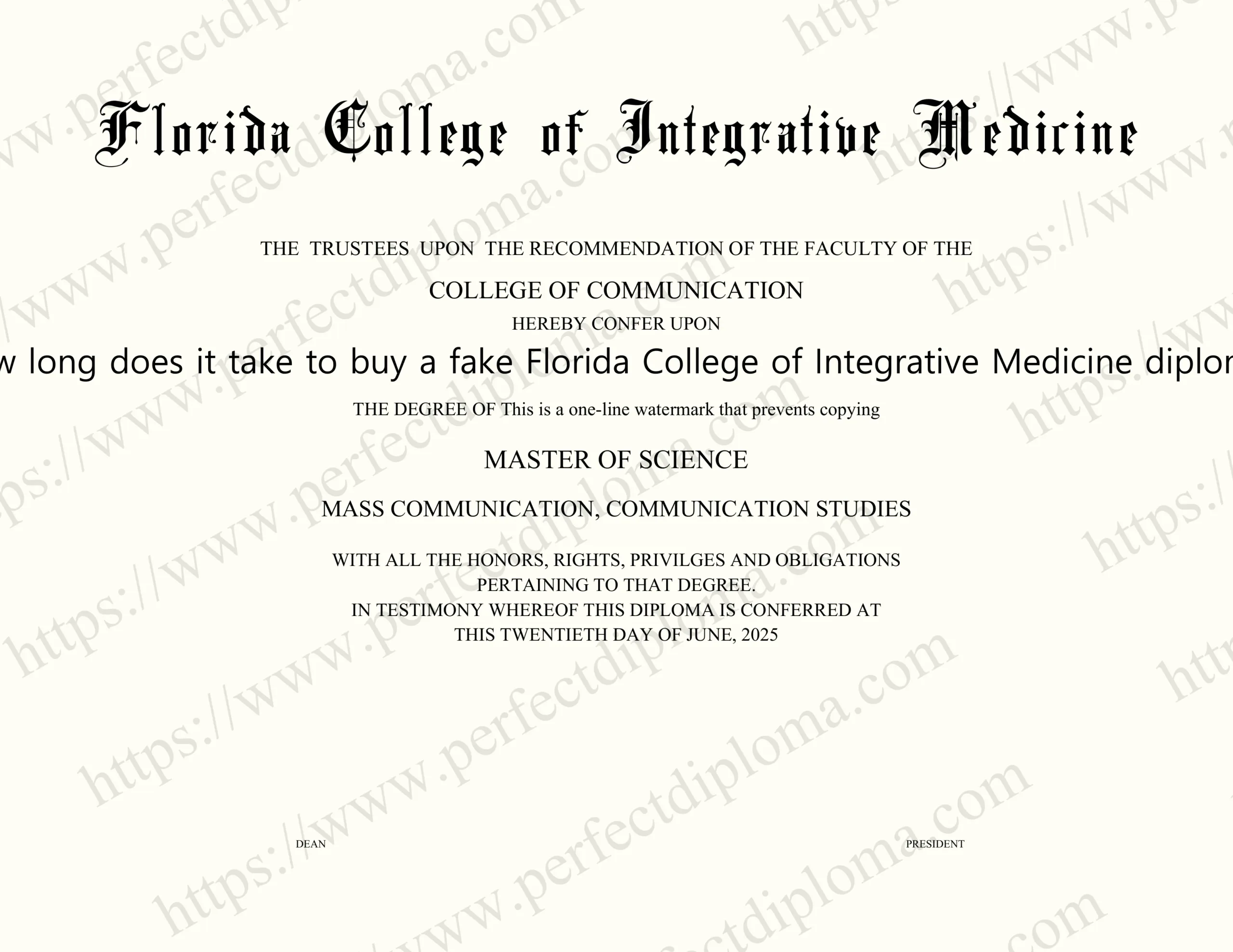 How long does it take to buy a fake Florida College of Integrative Medicine diploma?