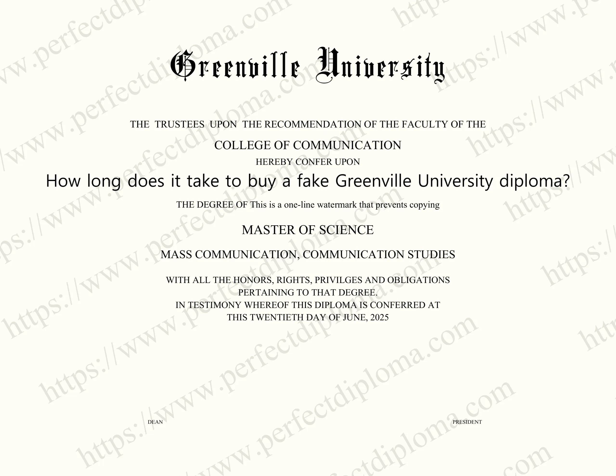 How long does it take to buy a fake Greenville University diploma?