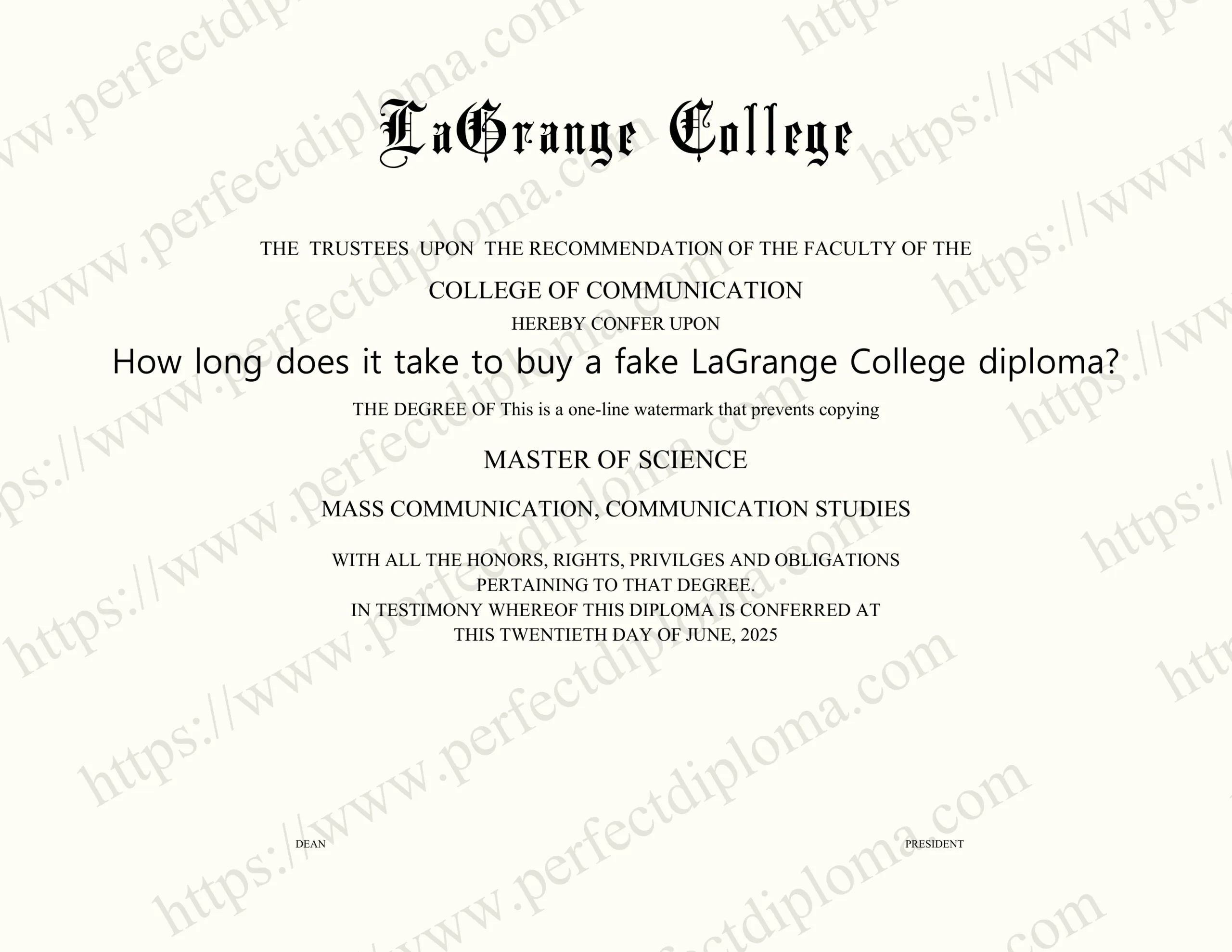 How long does it take to buy a fake LaGrange College diploma?
