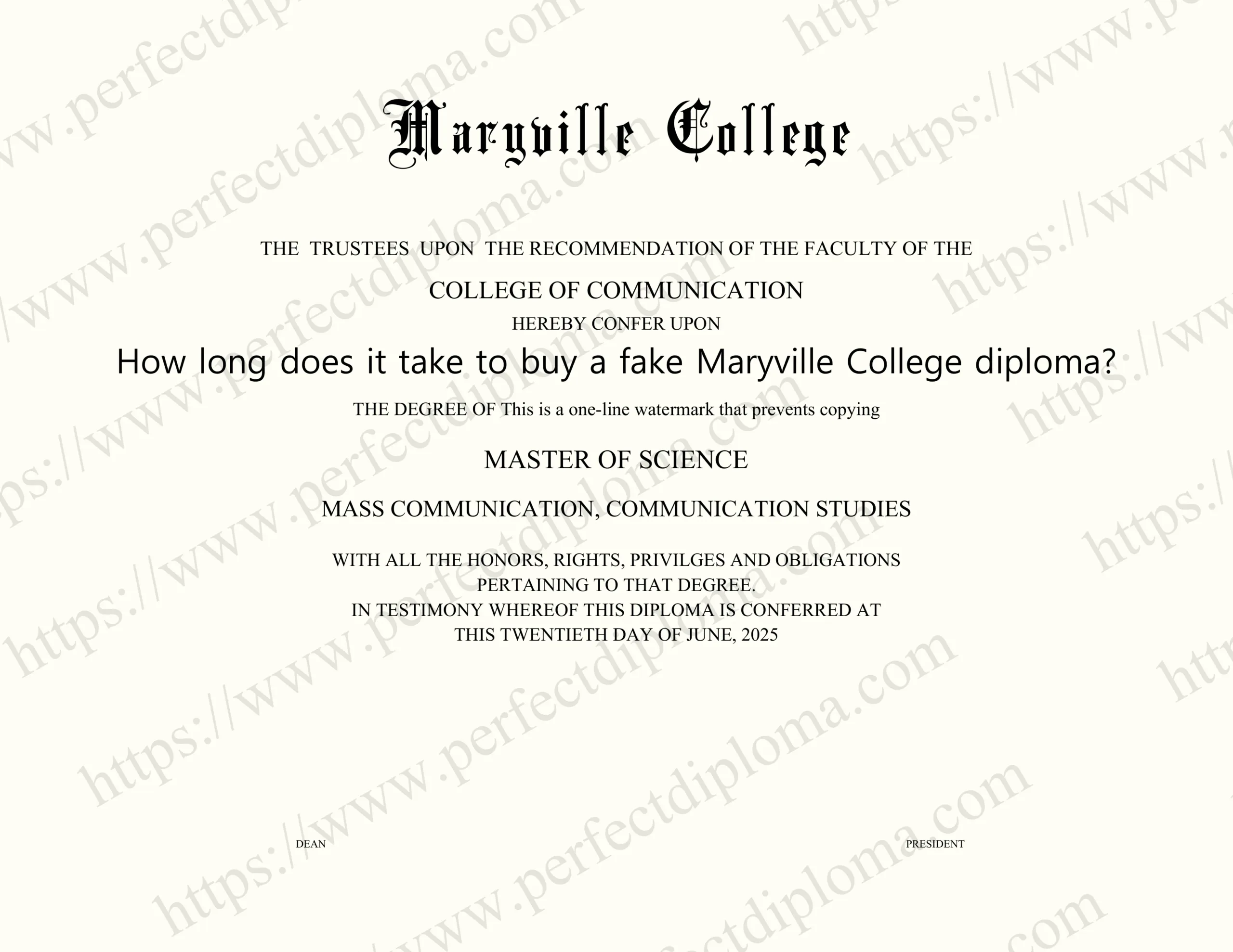 How long does it take to buy a fake Maryville College diploma?