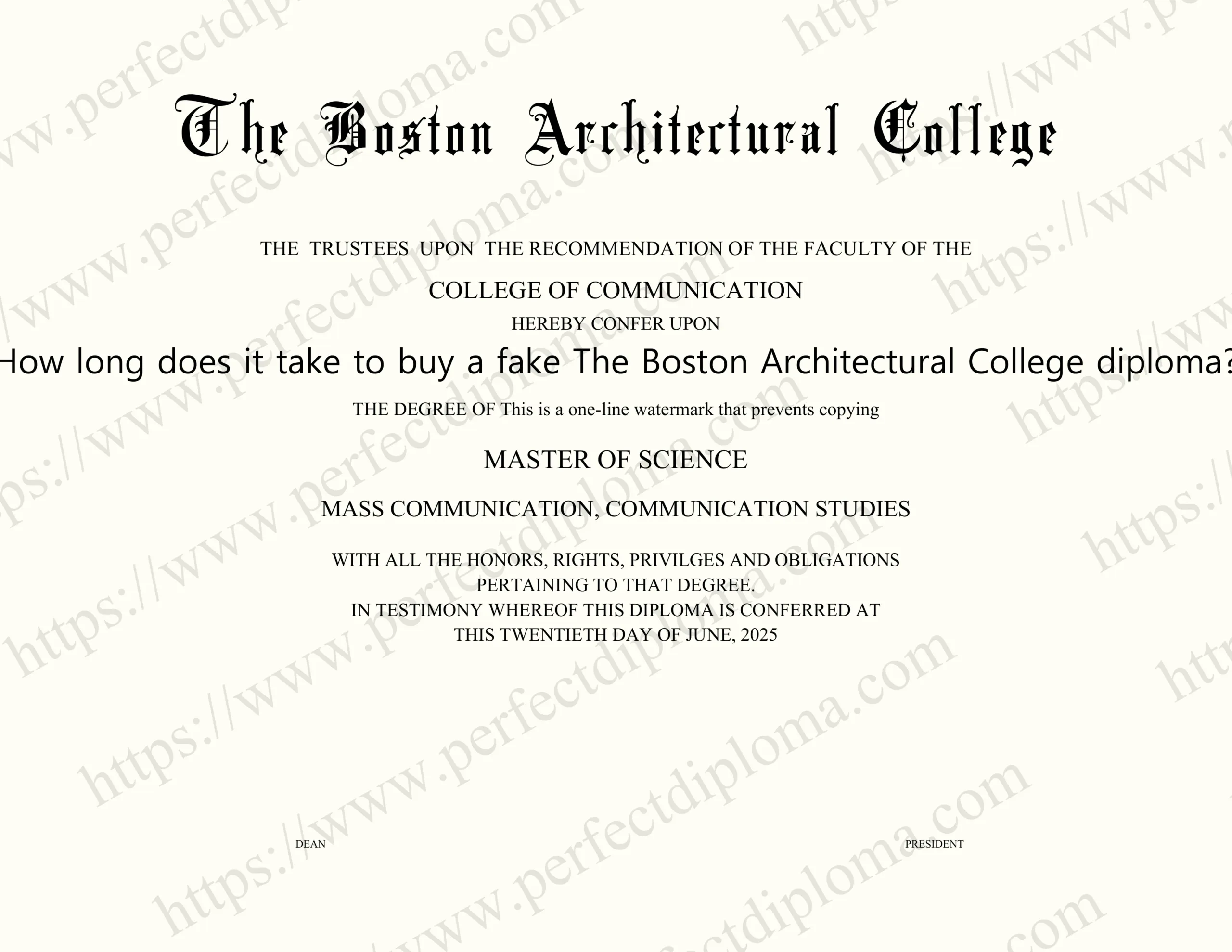 How long does it take to buy a fake The Boston Architectural College diploma?