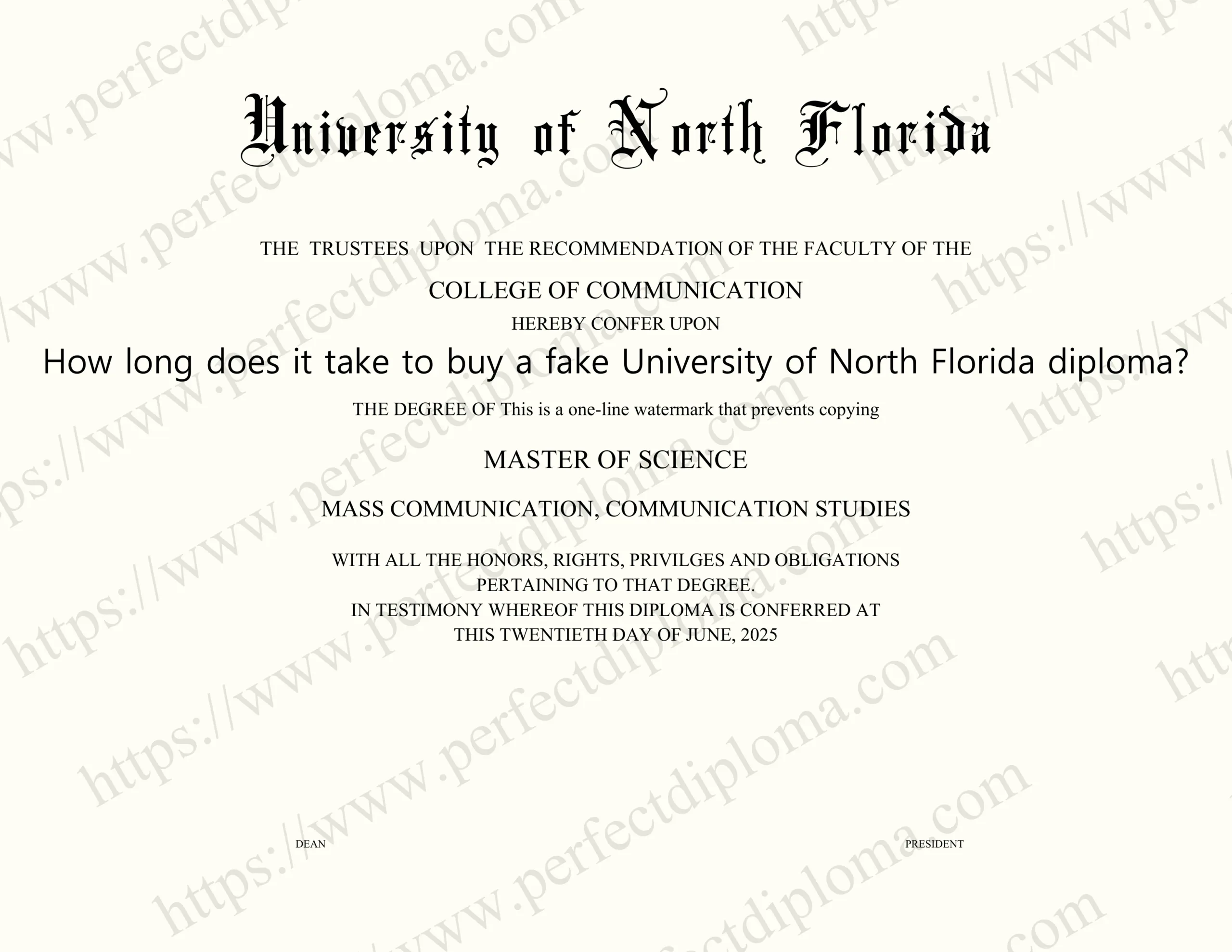 How long does it take to buy a fake University of North Florida diploma?