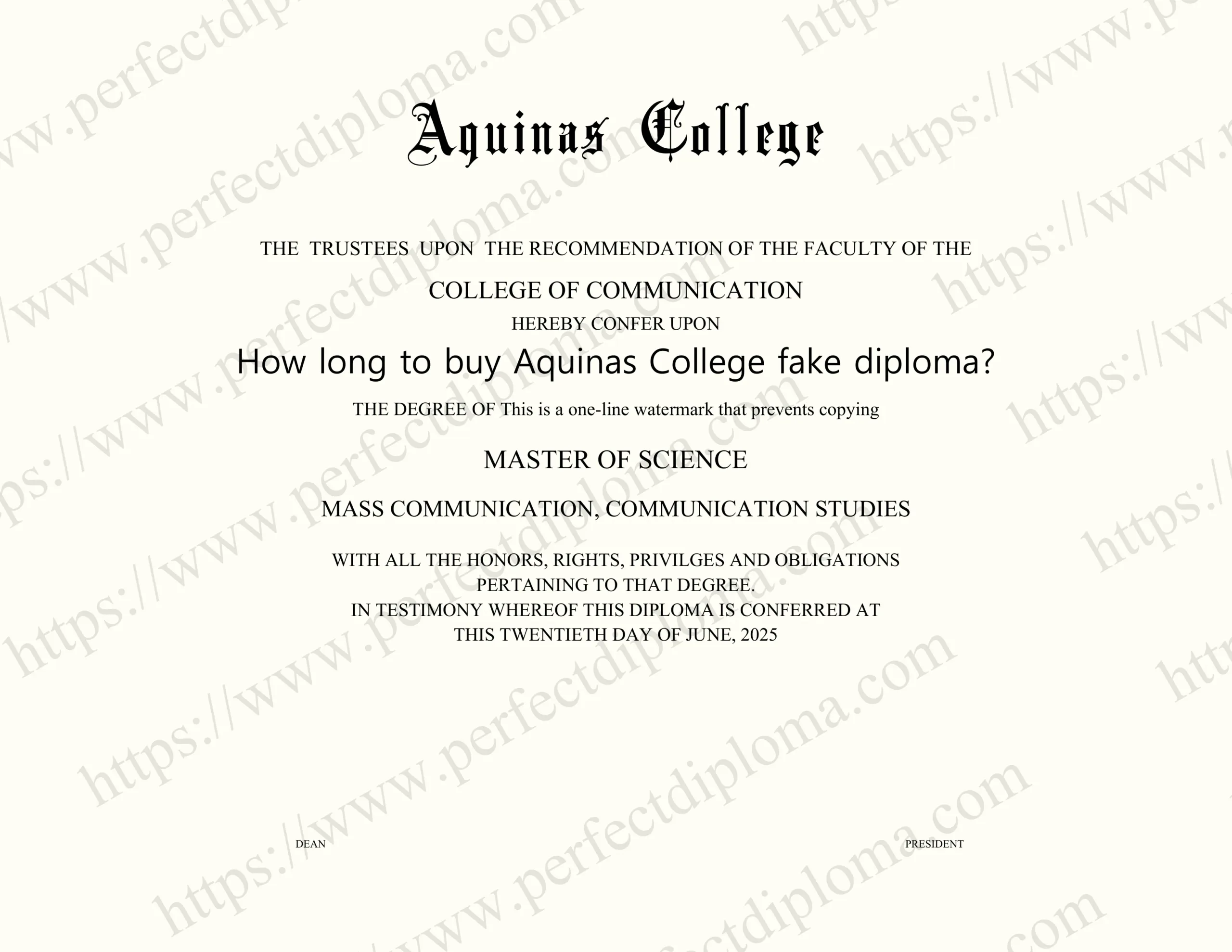 How long to buy Aquinas College fake diploma?
