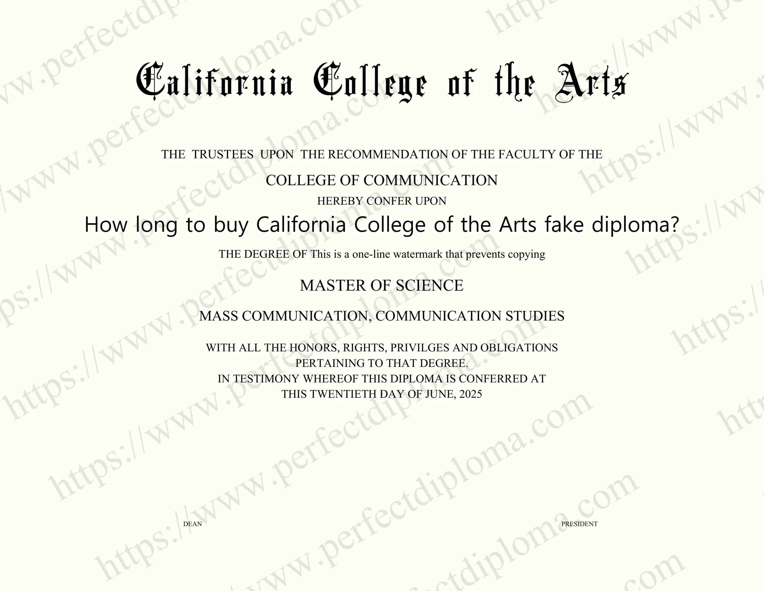 How long to buy California College of the Arts fake diploma?
