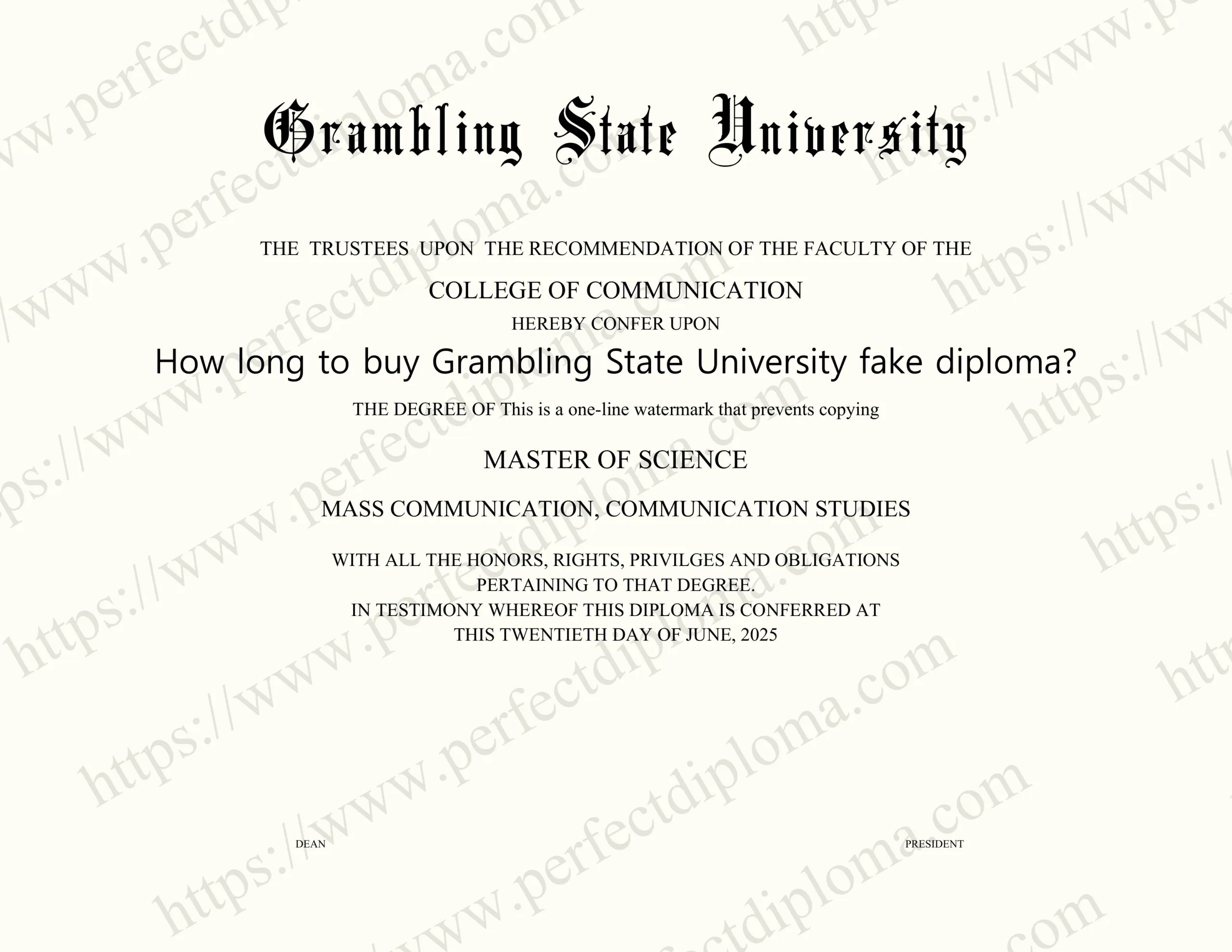 How long to buy Grambling State University fake diploma?