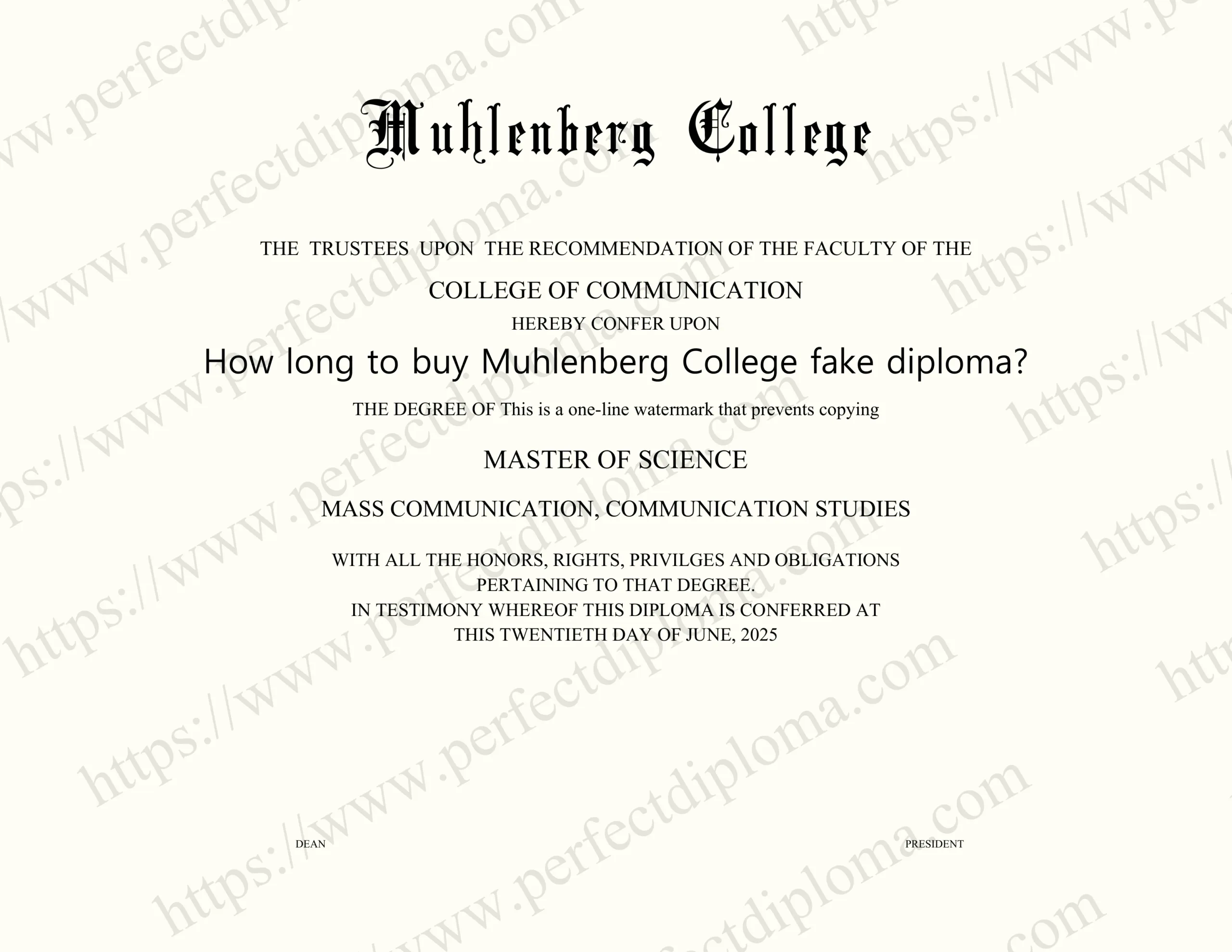 How long to buy Muhlenberg College fake diploma?