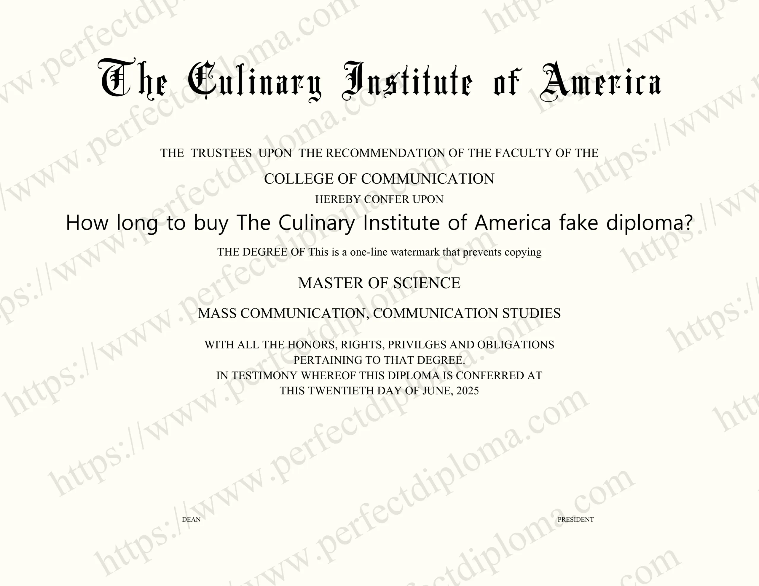 How long to buy The Culinary Institute of America fake diploma?
