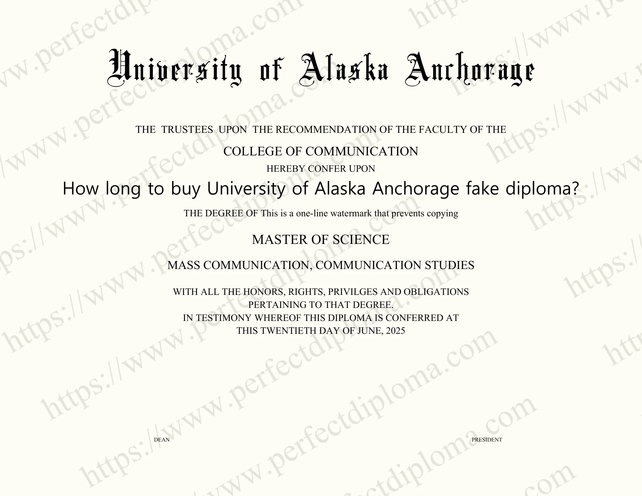 How long to buy University of Alaska Anchorage fake diploma?