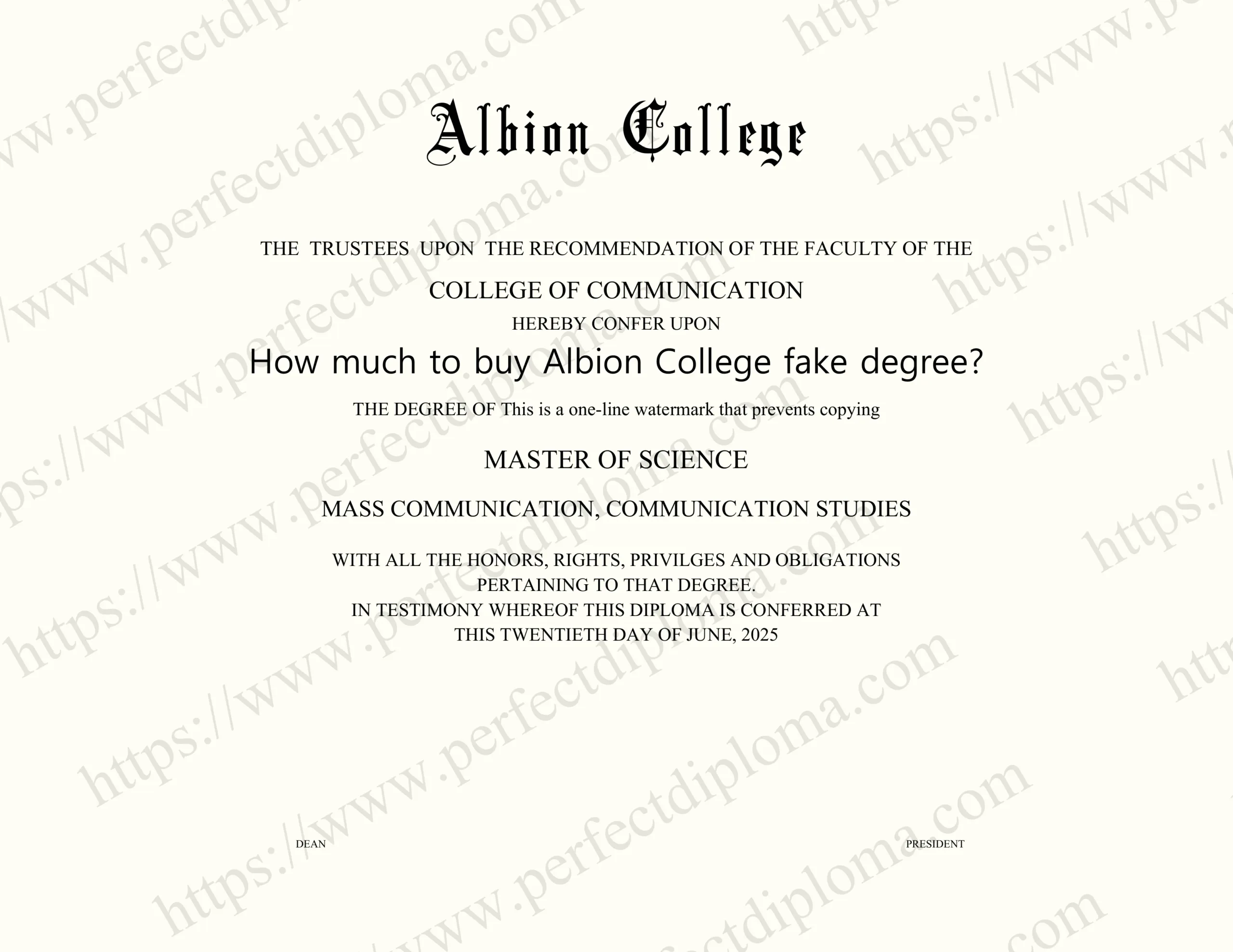 How much to buy Albion College fake degree?