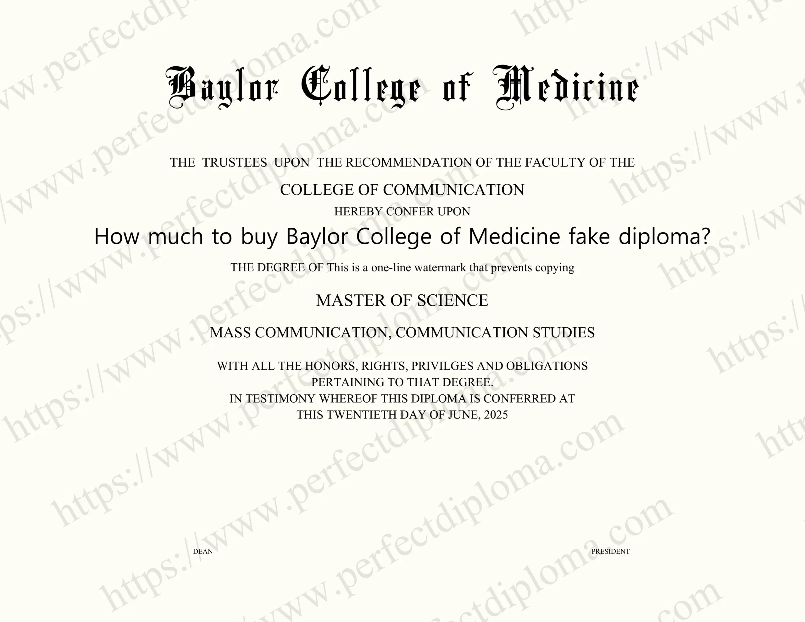 How much to buy Baylor College of Medicine fake diploma?
