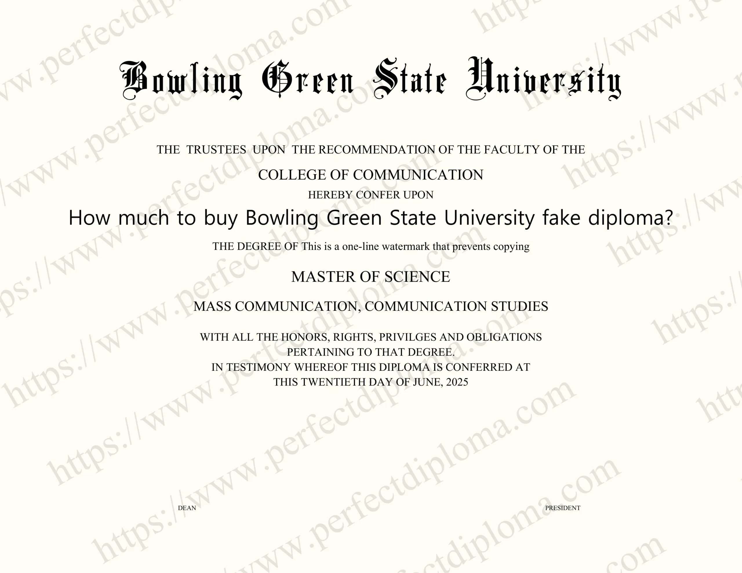 How much to buy Bowling Green State University fake diploma?