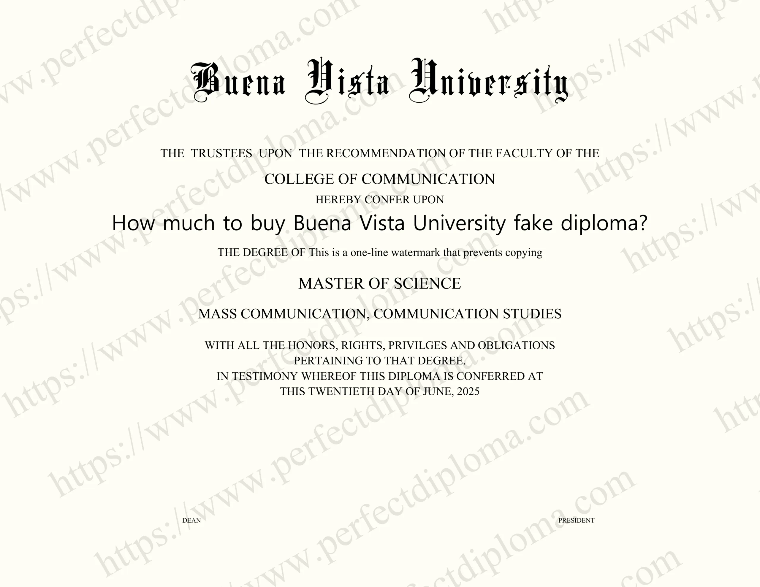 How much to buy Buena Vista University fake diploma?
