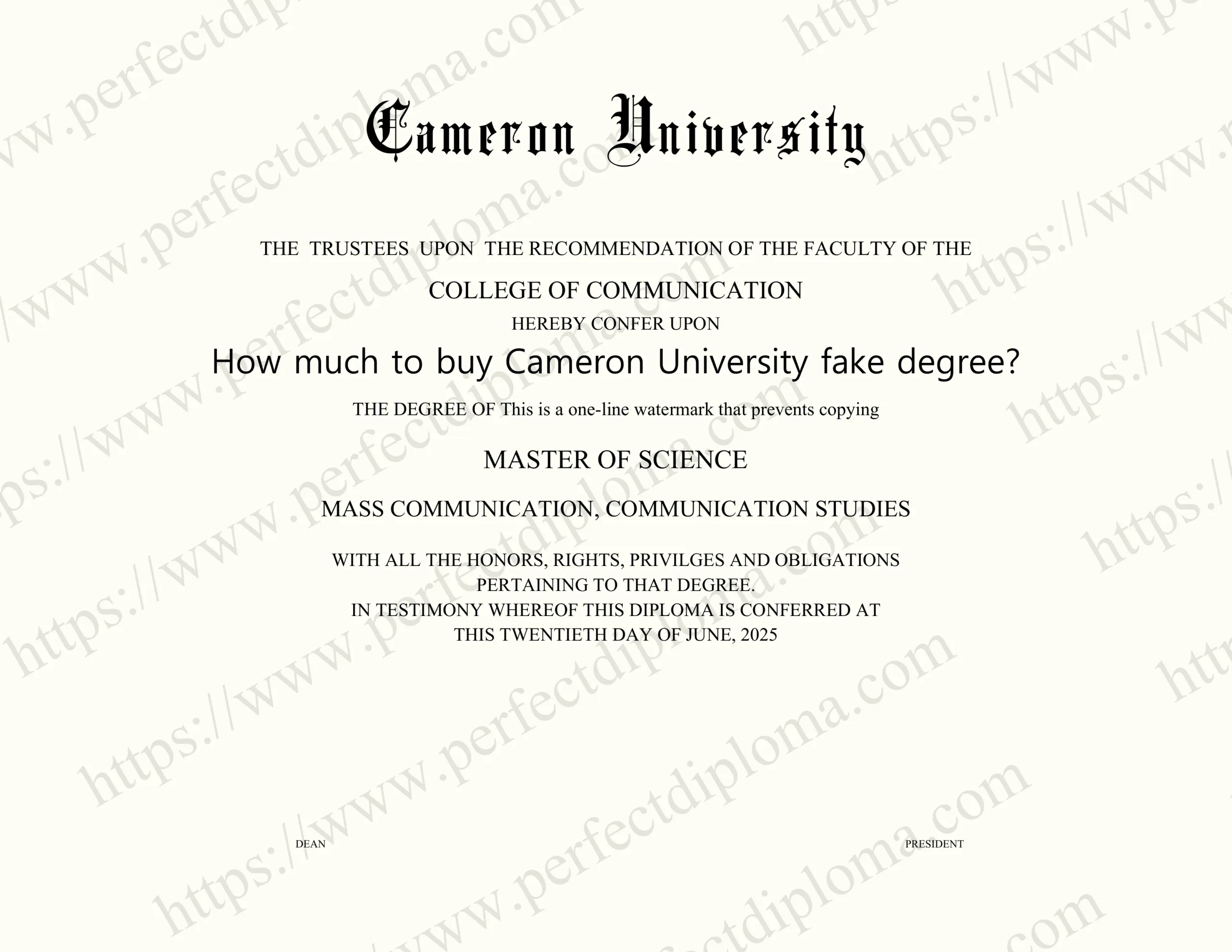 How much to buy Cameron University fake degree?