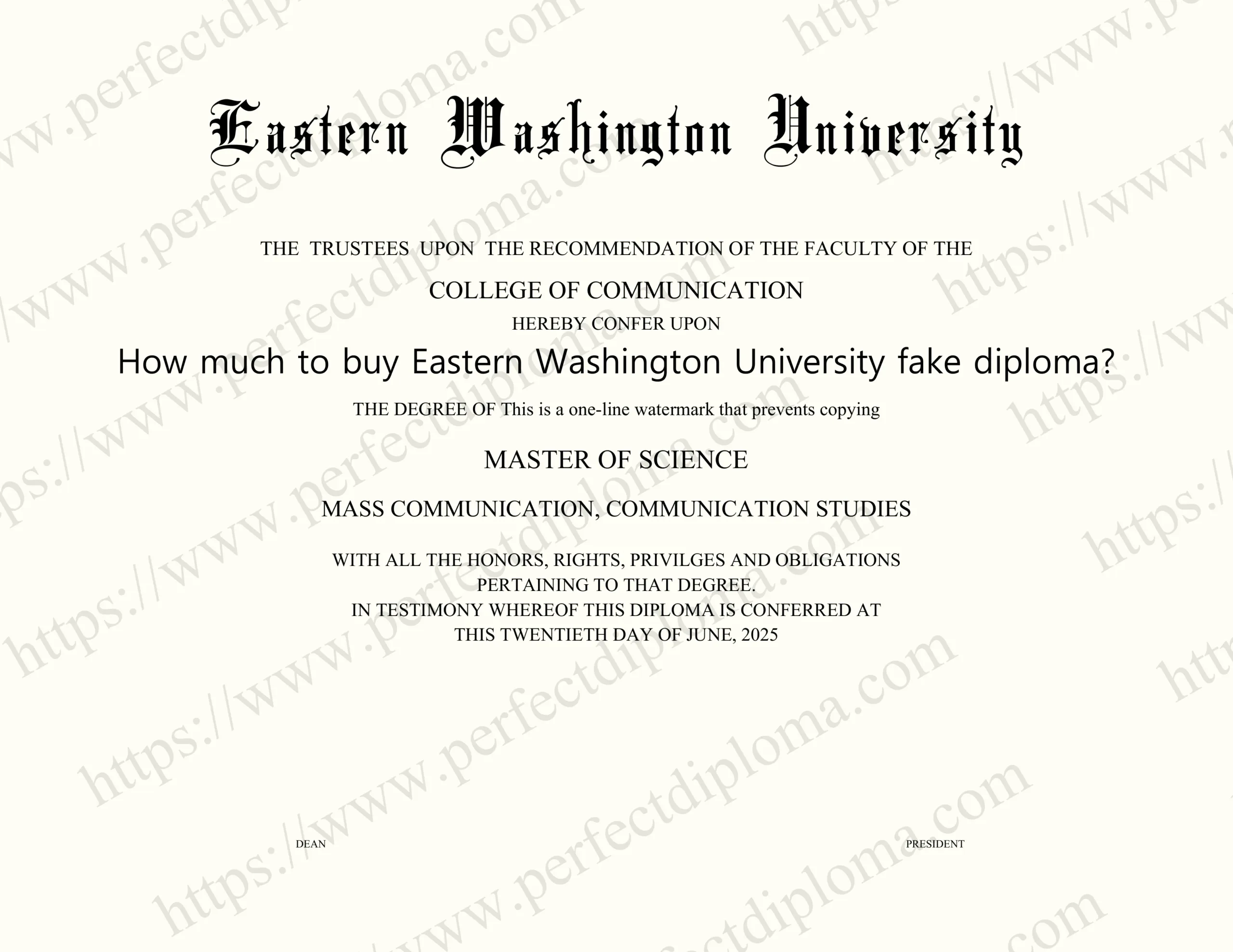 How much to buy Eastern Washington University fake diploma?