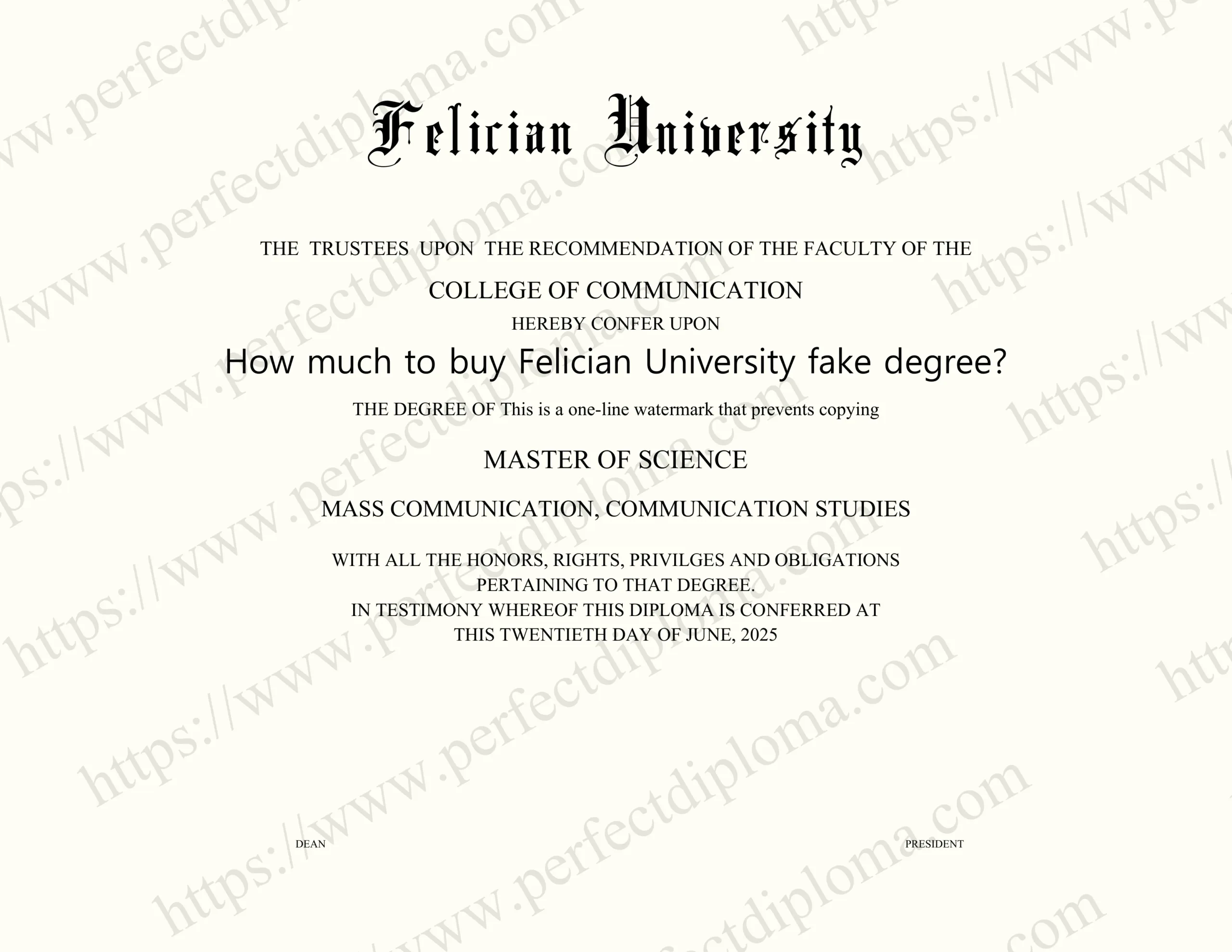 How much to buy Felician University fake degree?