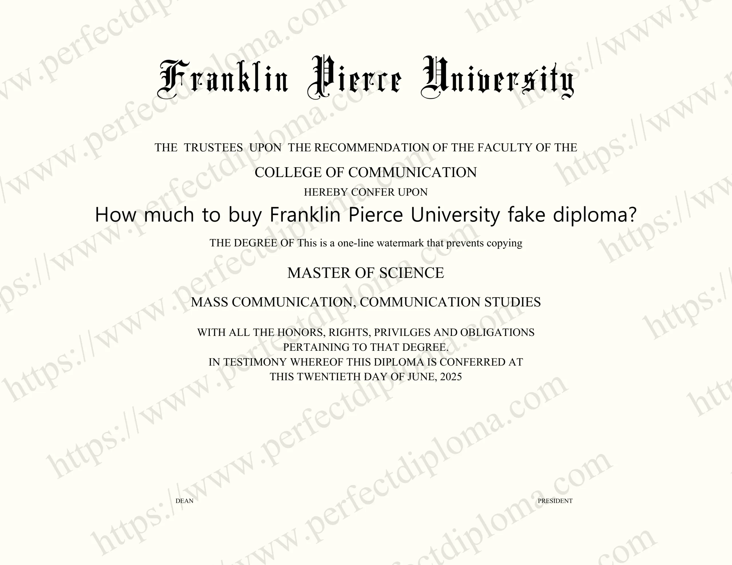 How much to buy Franklin Pierce University fake diploma?