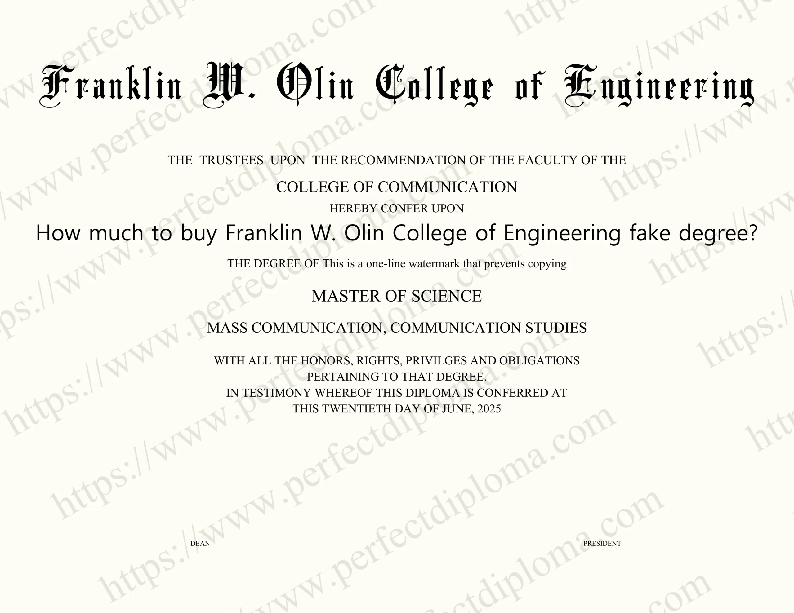 How much to buy Franklin W. Olin College of Engineering fake degree?