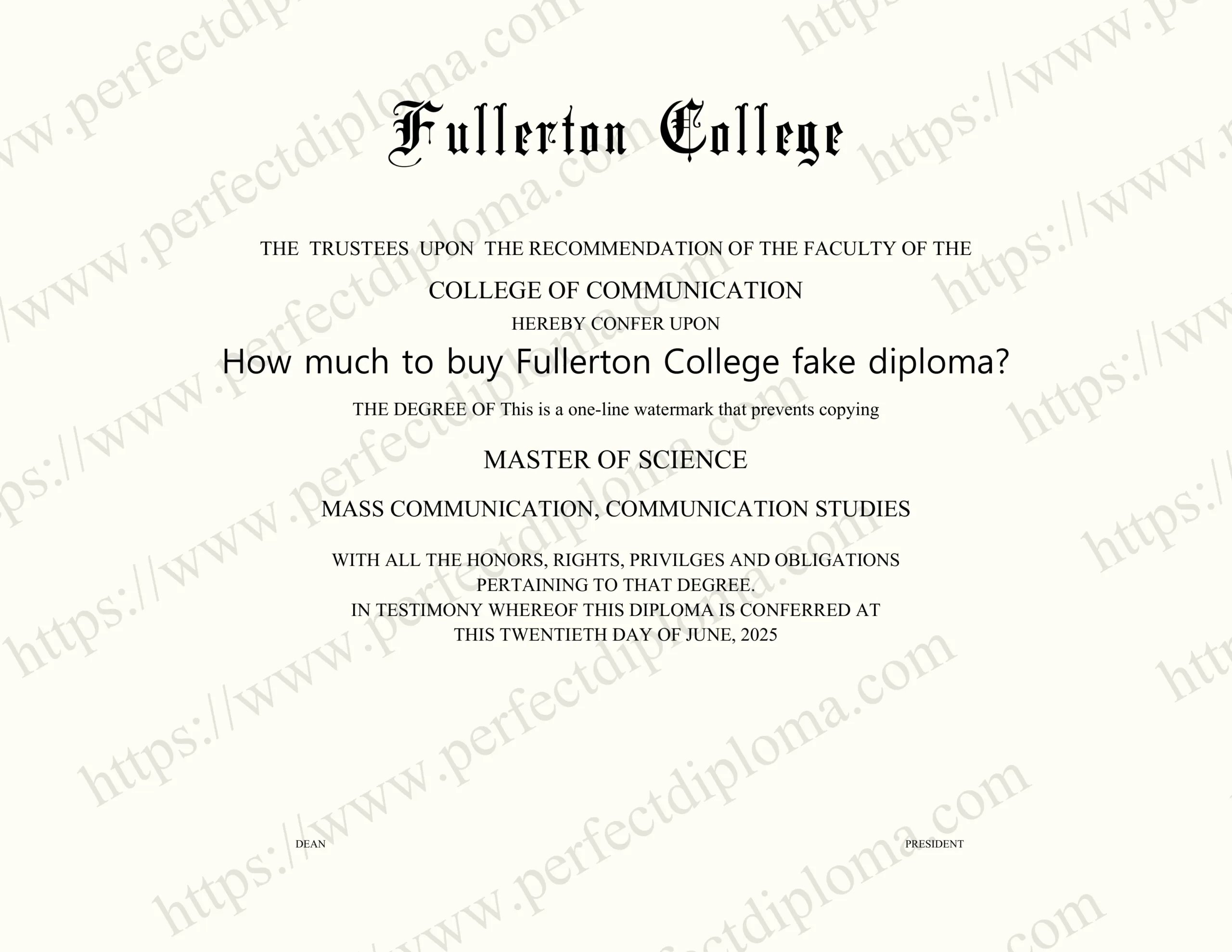 How much to buy Fullerton College fake diploma?