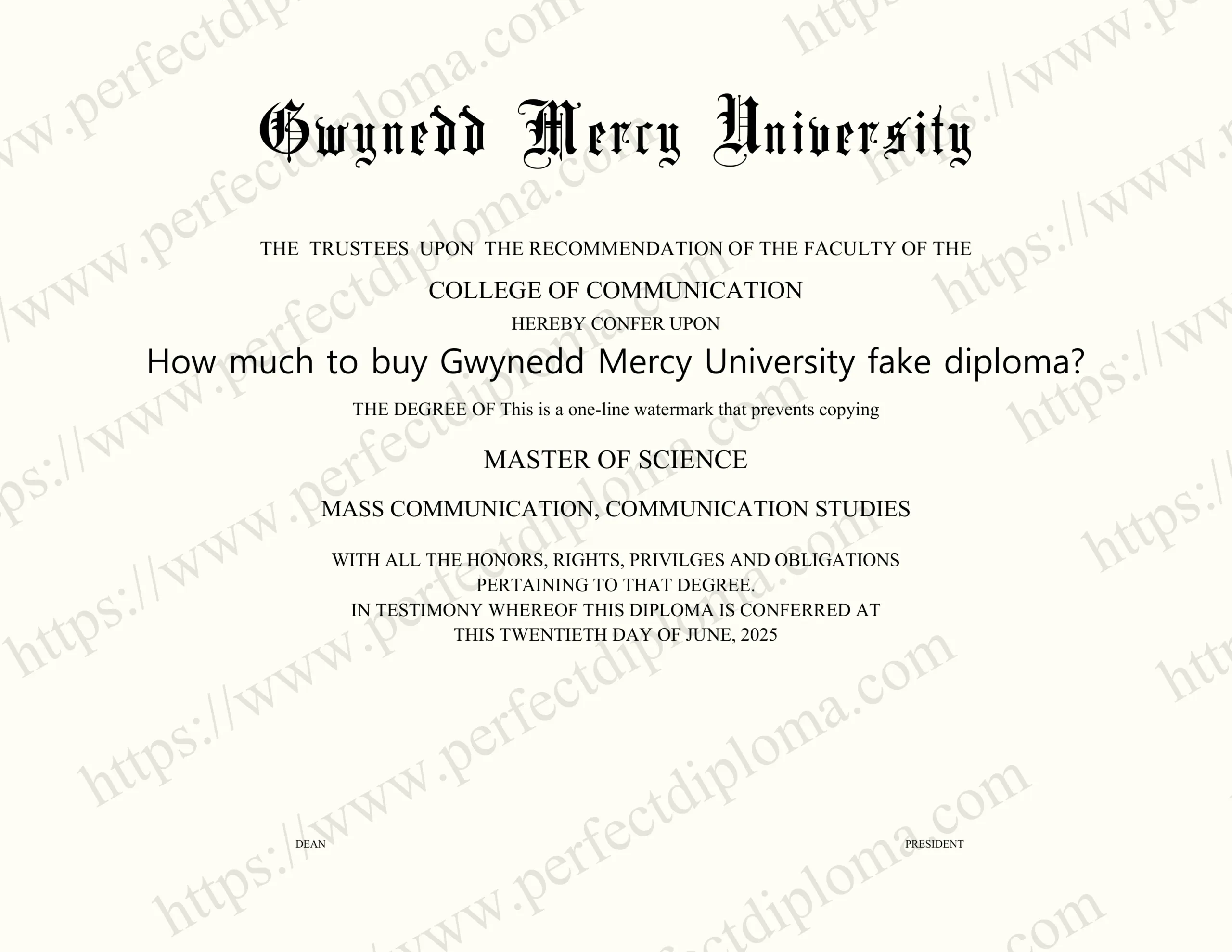 How much to buy Gwynedd Mercy University fake diploma?