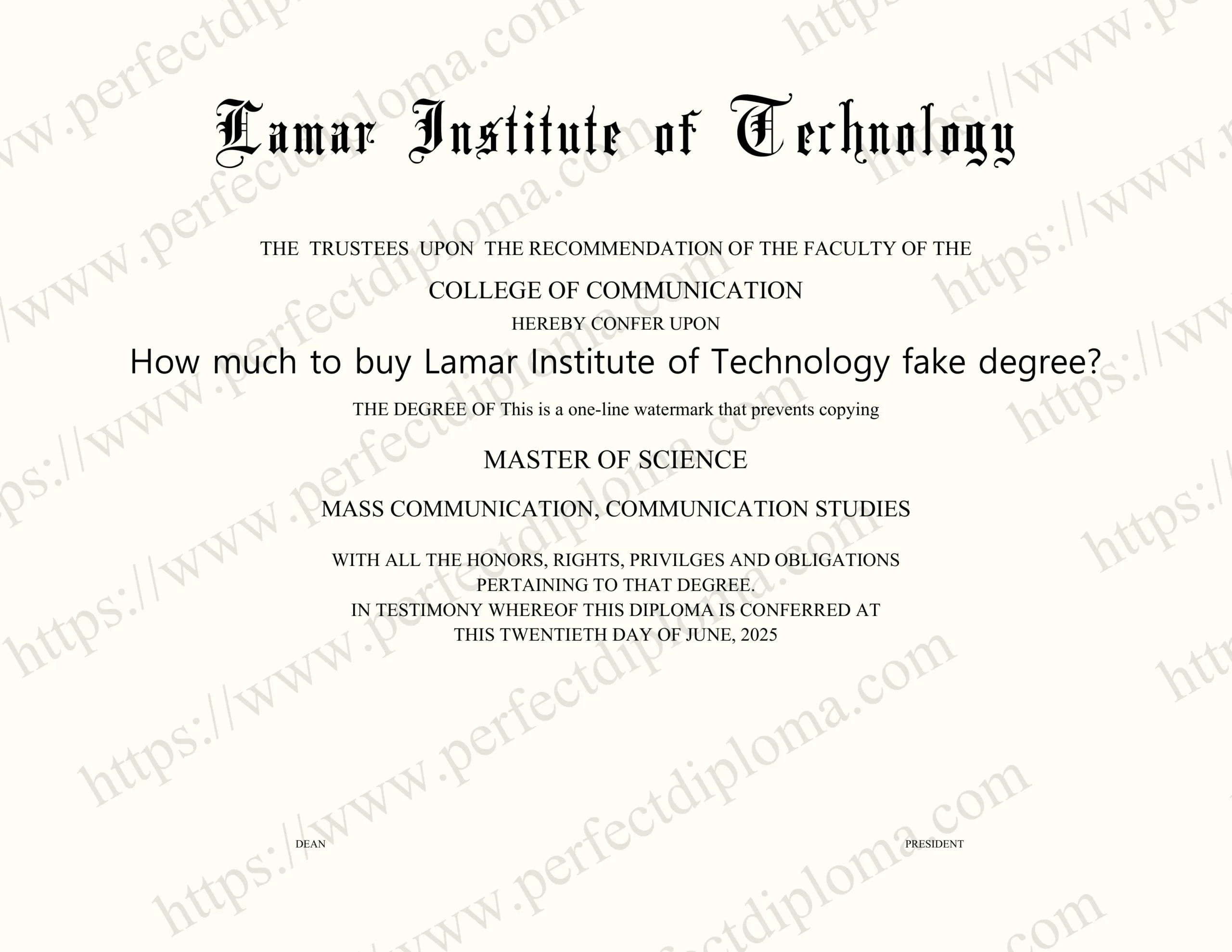 How much to buy Lamar Institute of Technology fake degree?