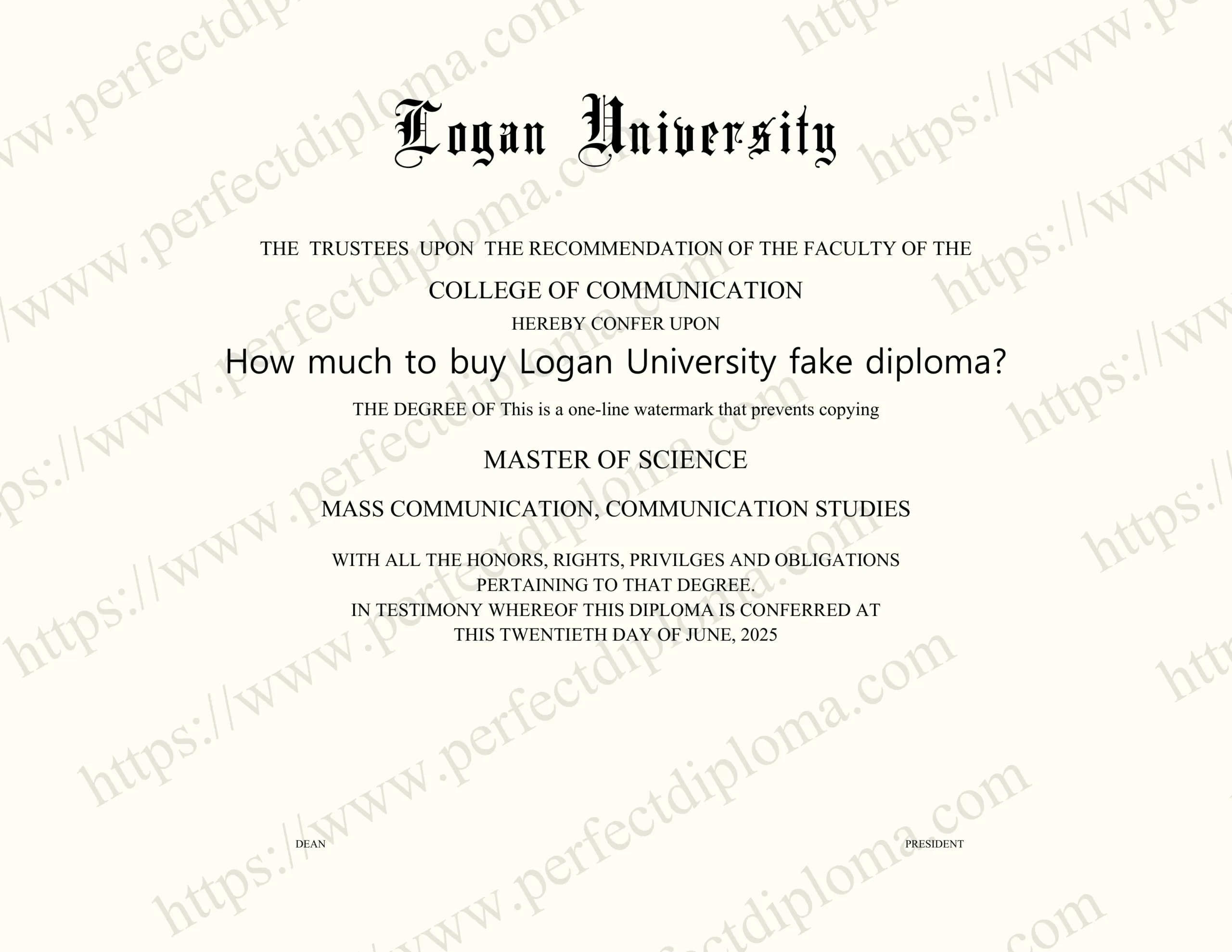 How much to buy Logan University fake diploma?