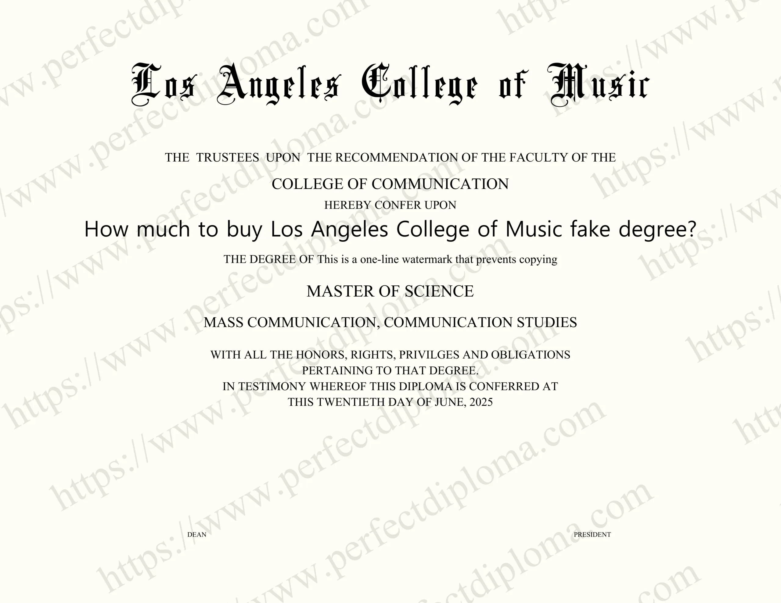 How much to buy Los Angeles College of Music fake degree?