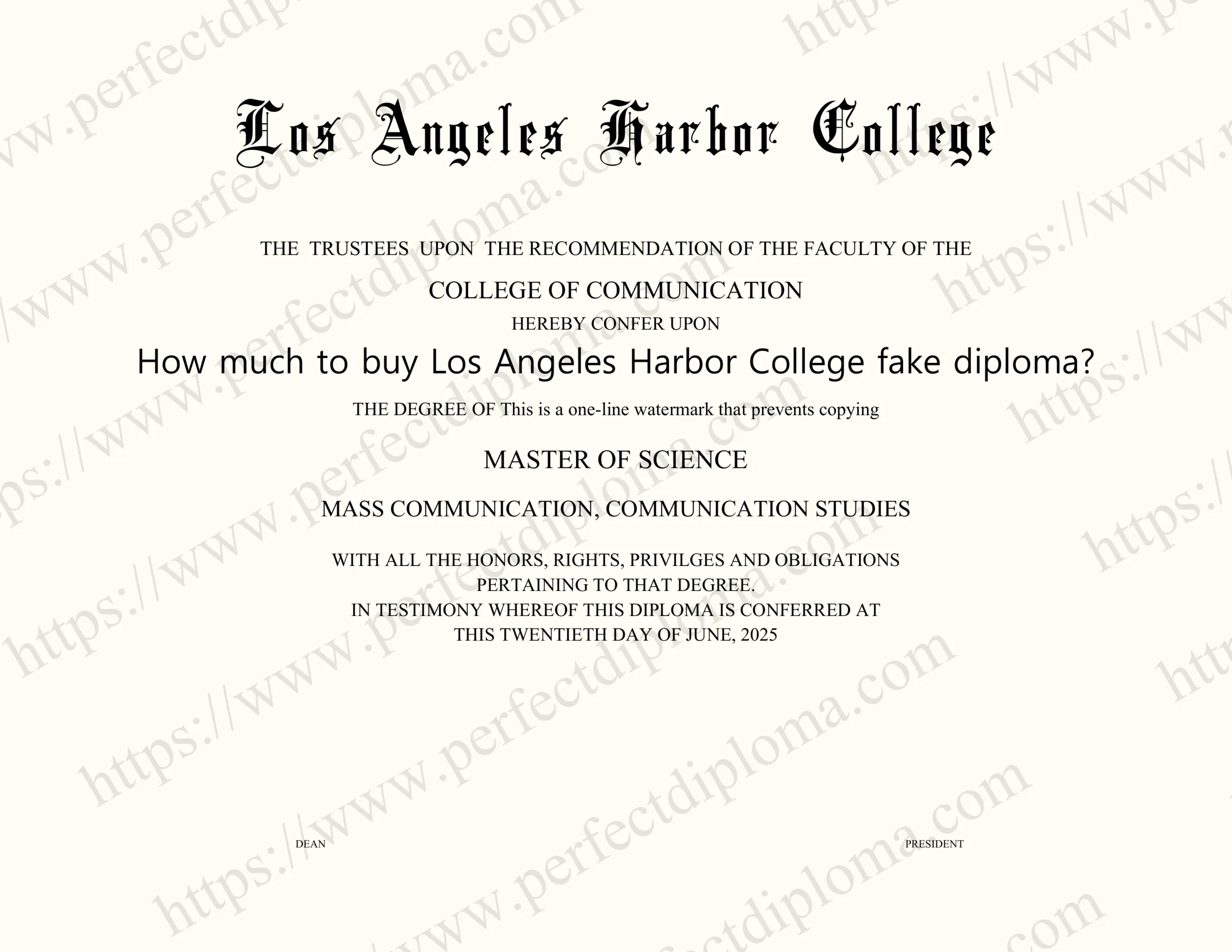 How much to buy Los Angeles Harbor College fake diploma?