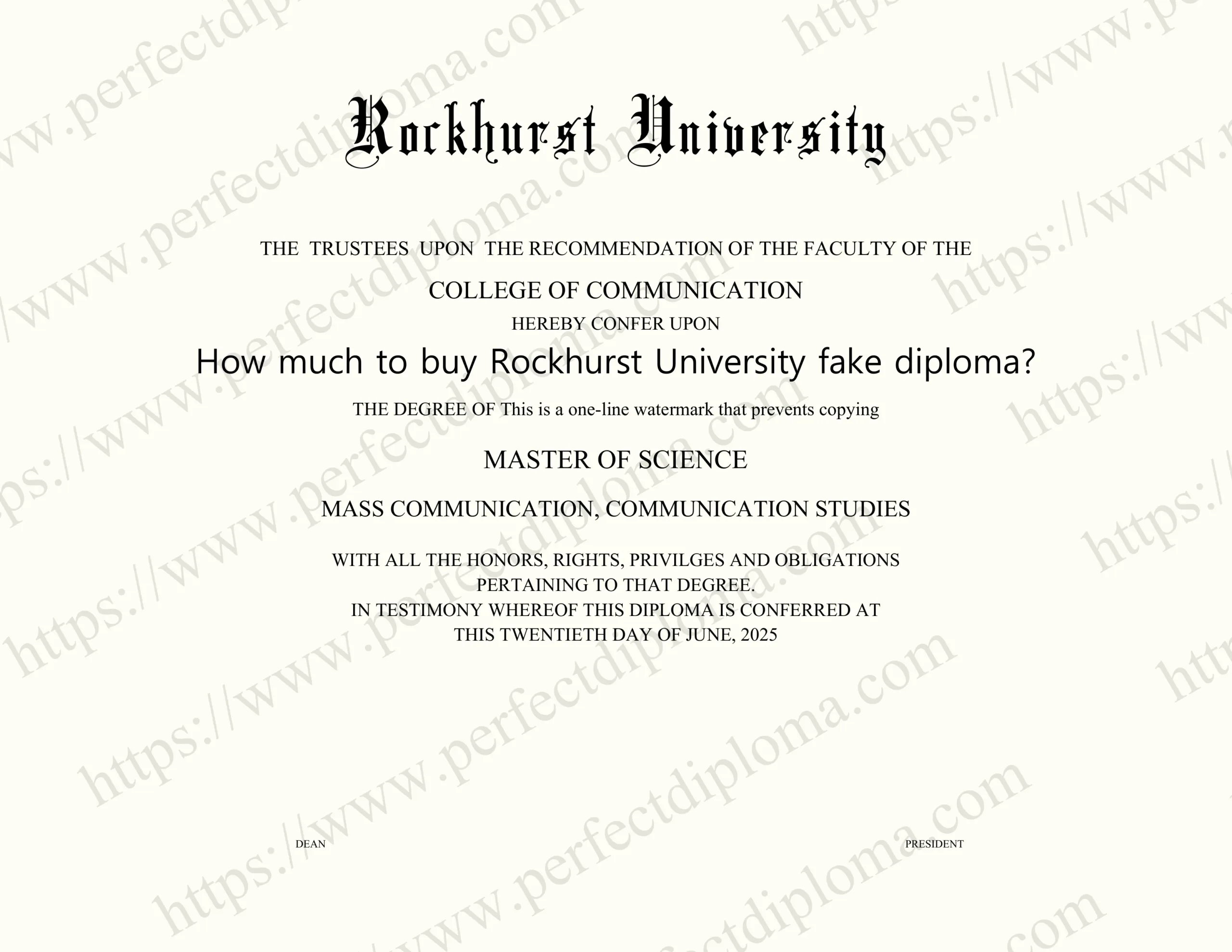 How much to buy Rockhurst University fake diploma?