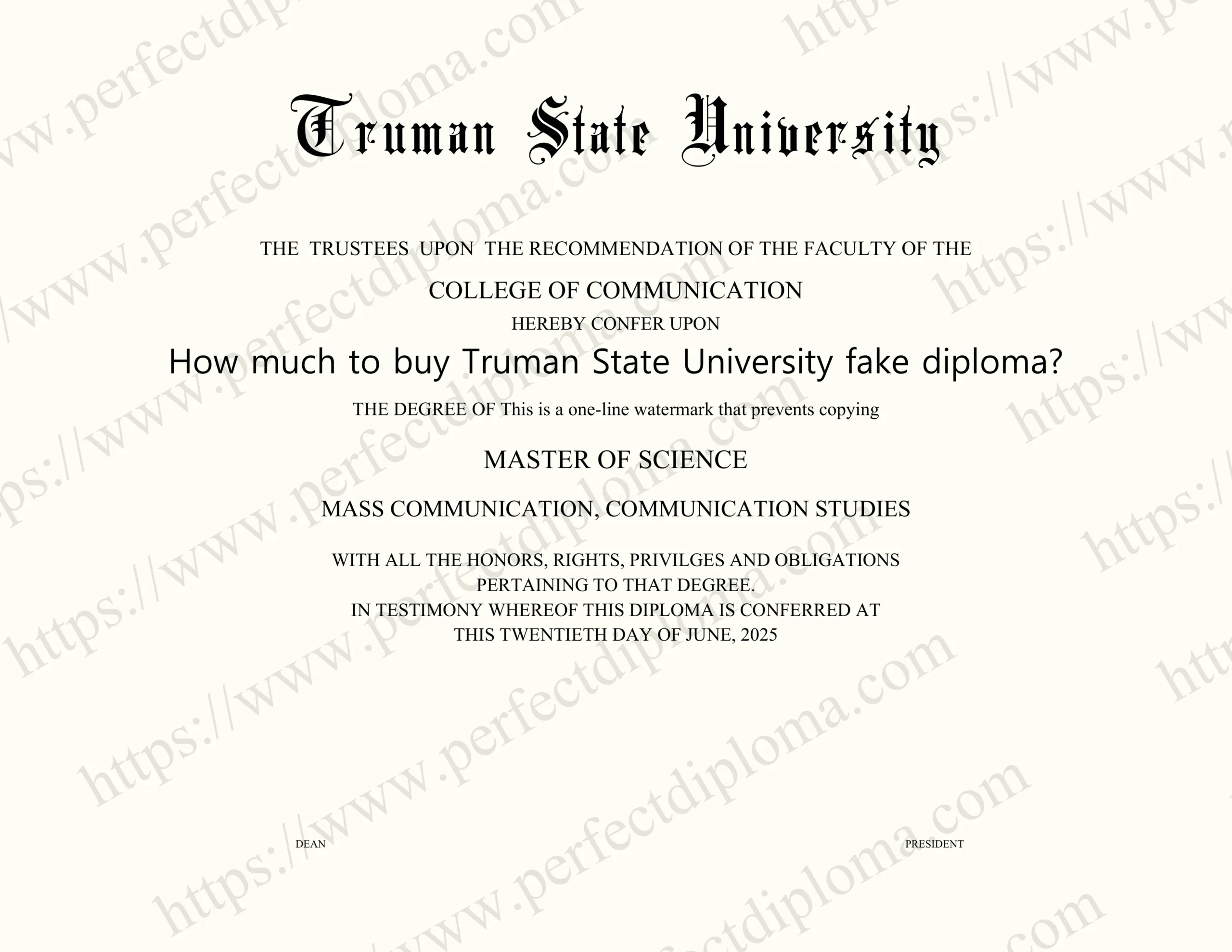 How much to buy Truman State University fake diploma?