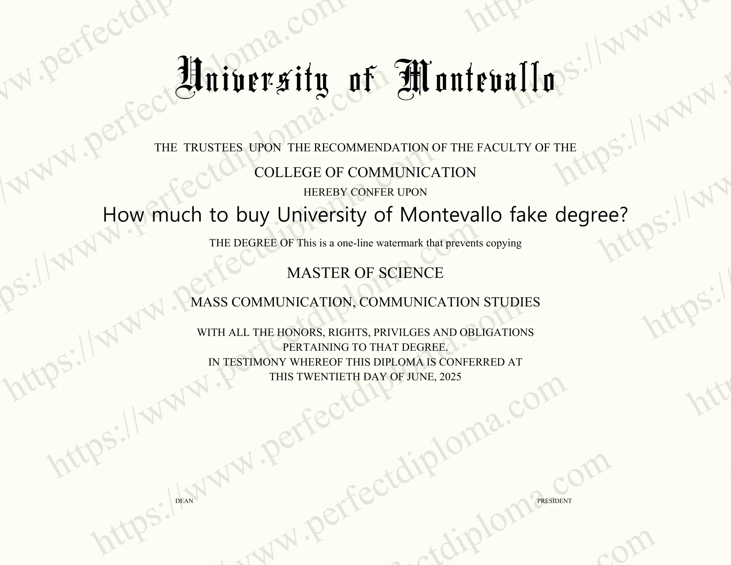How much to buy University of Montevallo fake degree?