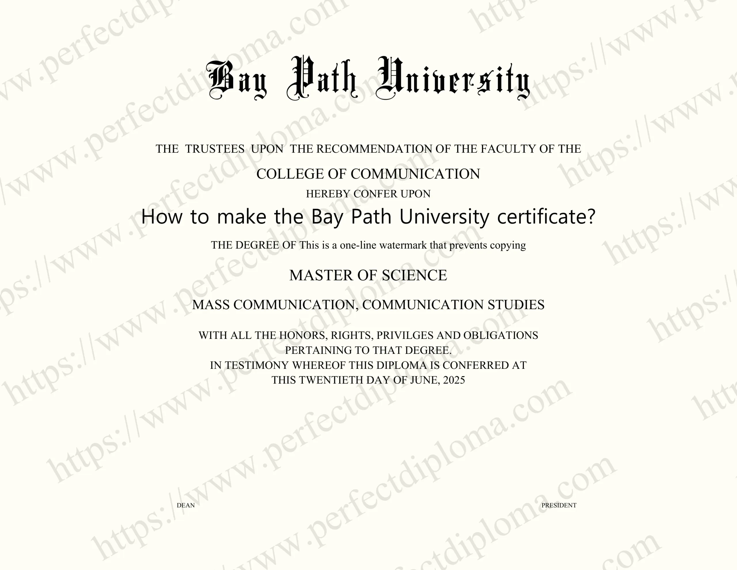 How to make the Bay Path University certificate?