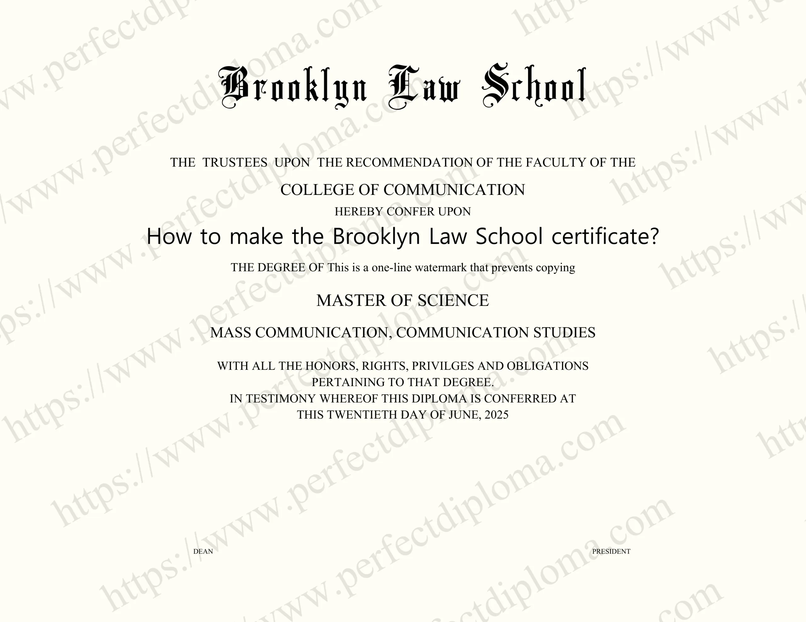 How to make the Brooklyn Law School certificate?