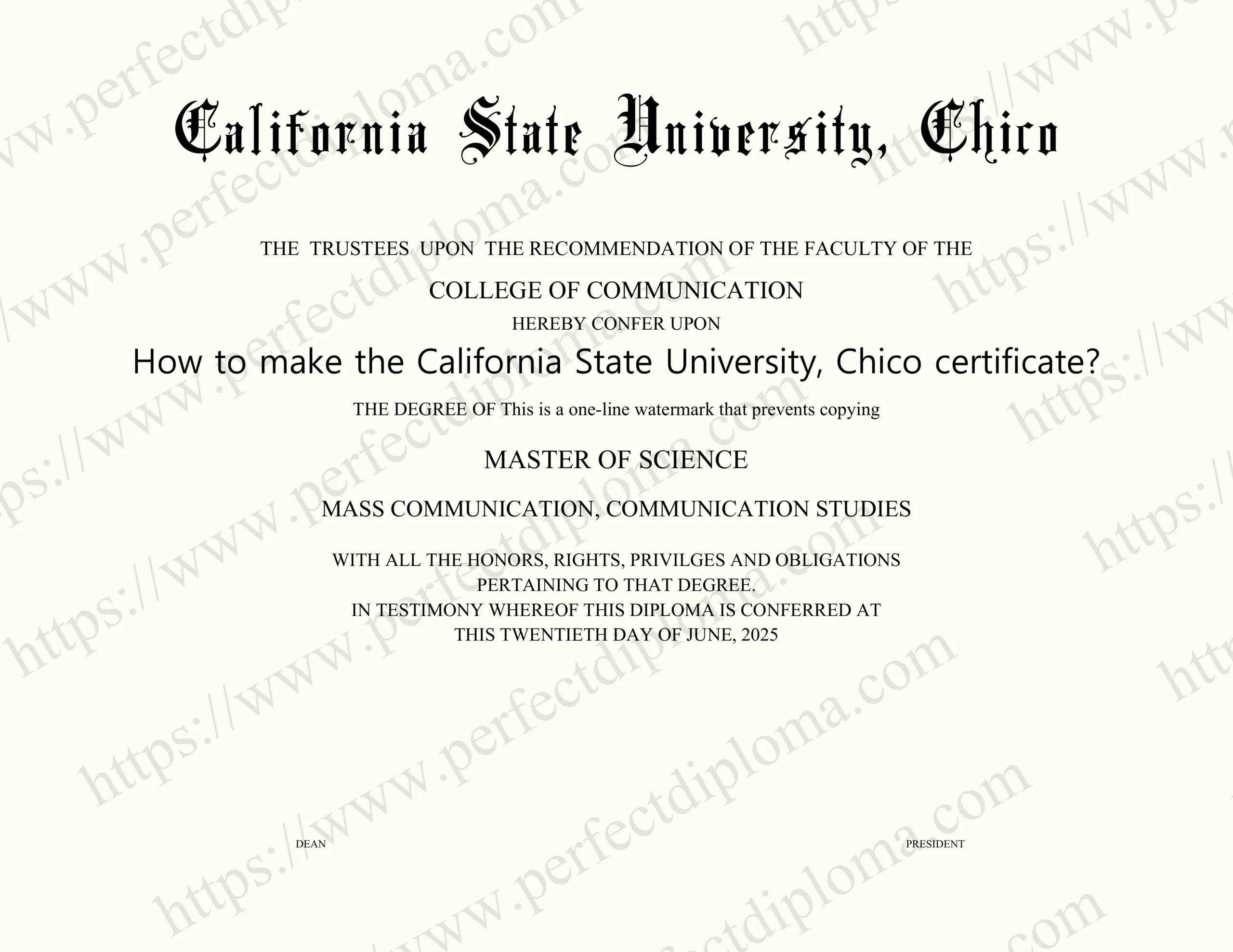 How to make the California State University, Chico certificate?