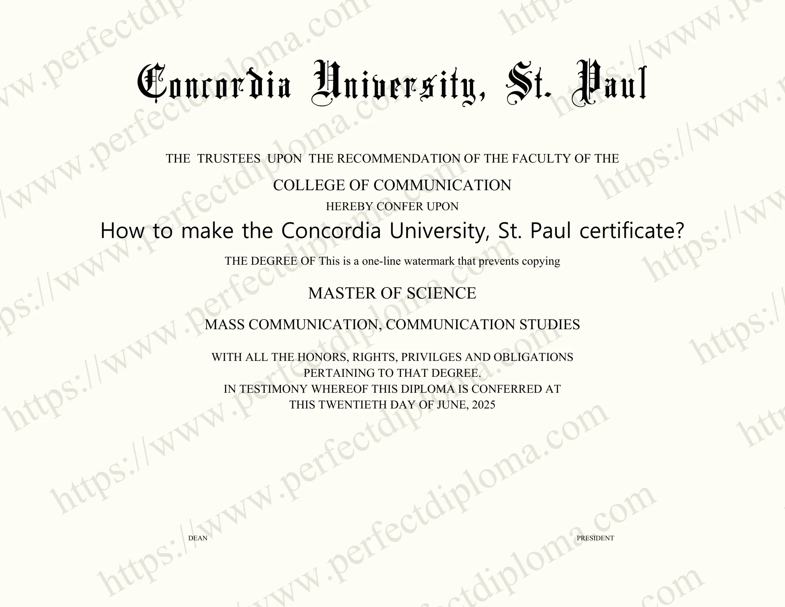 How to make the Concordia University, St. Paul certificate?