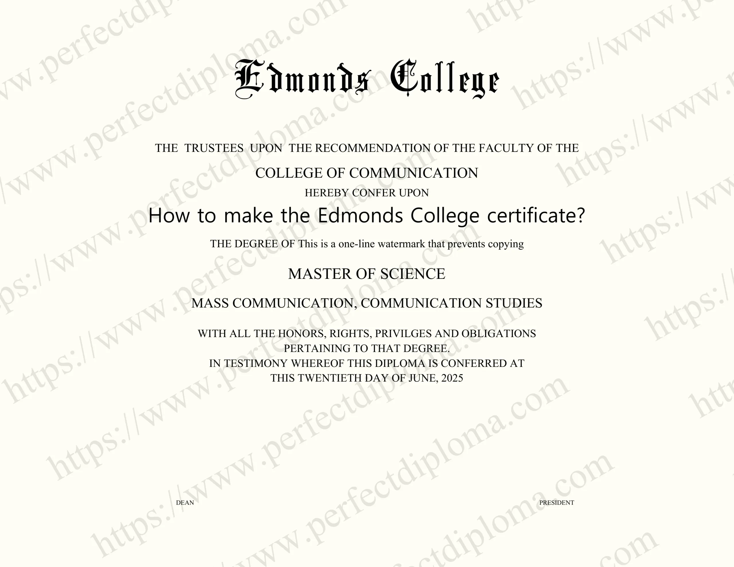 How to make the Edmonds College certificate?