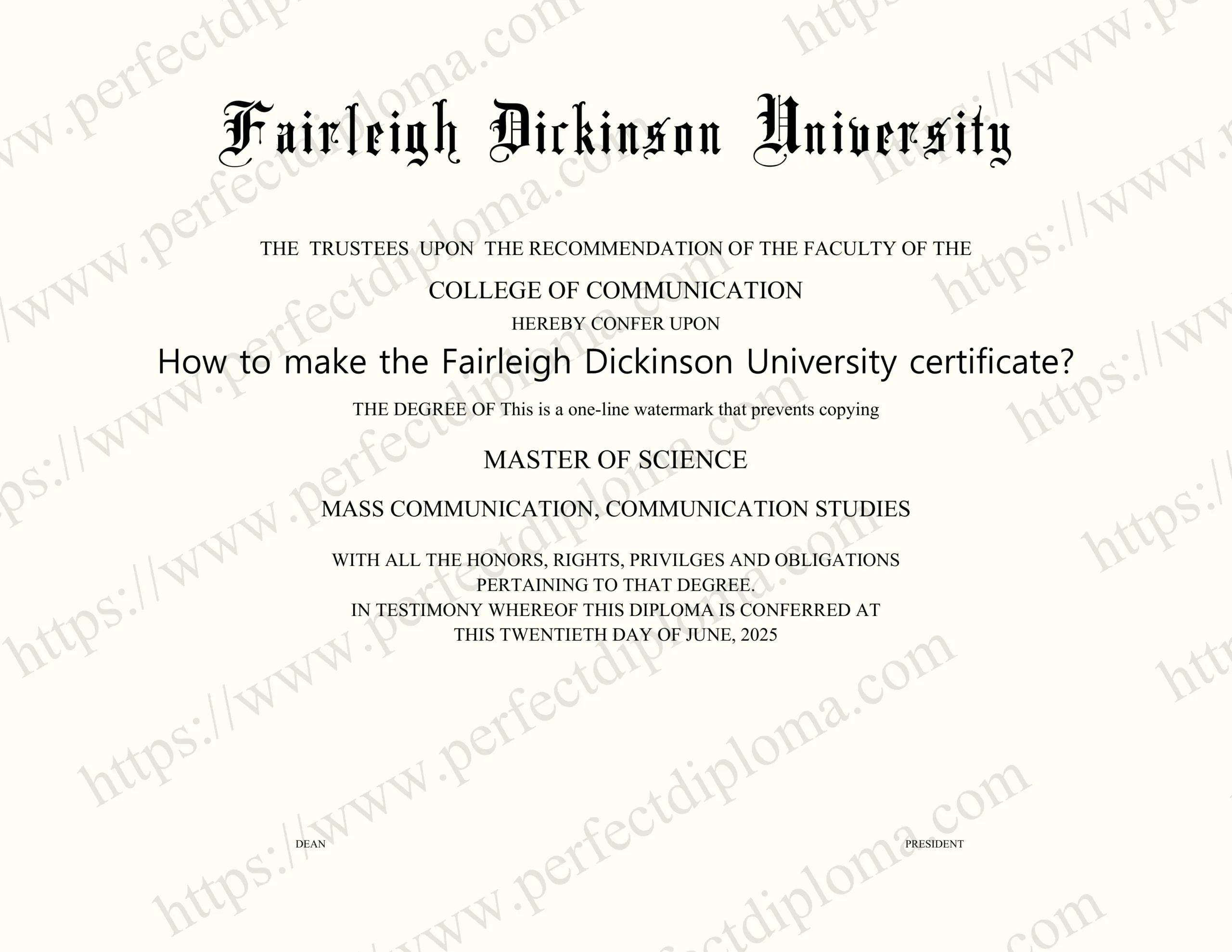 How to make the Fairleigh Dickinson University certificate?