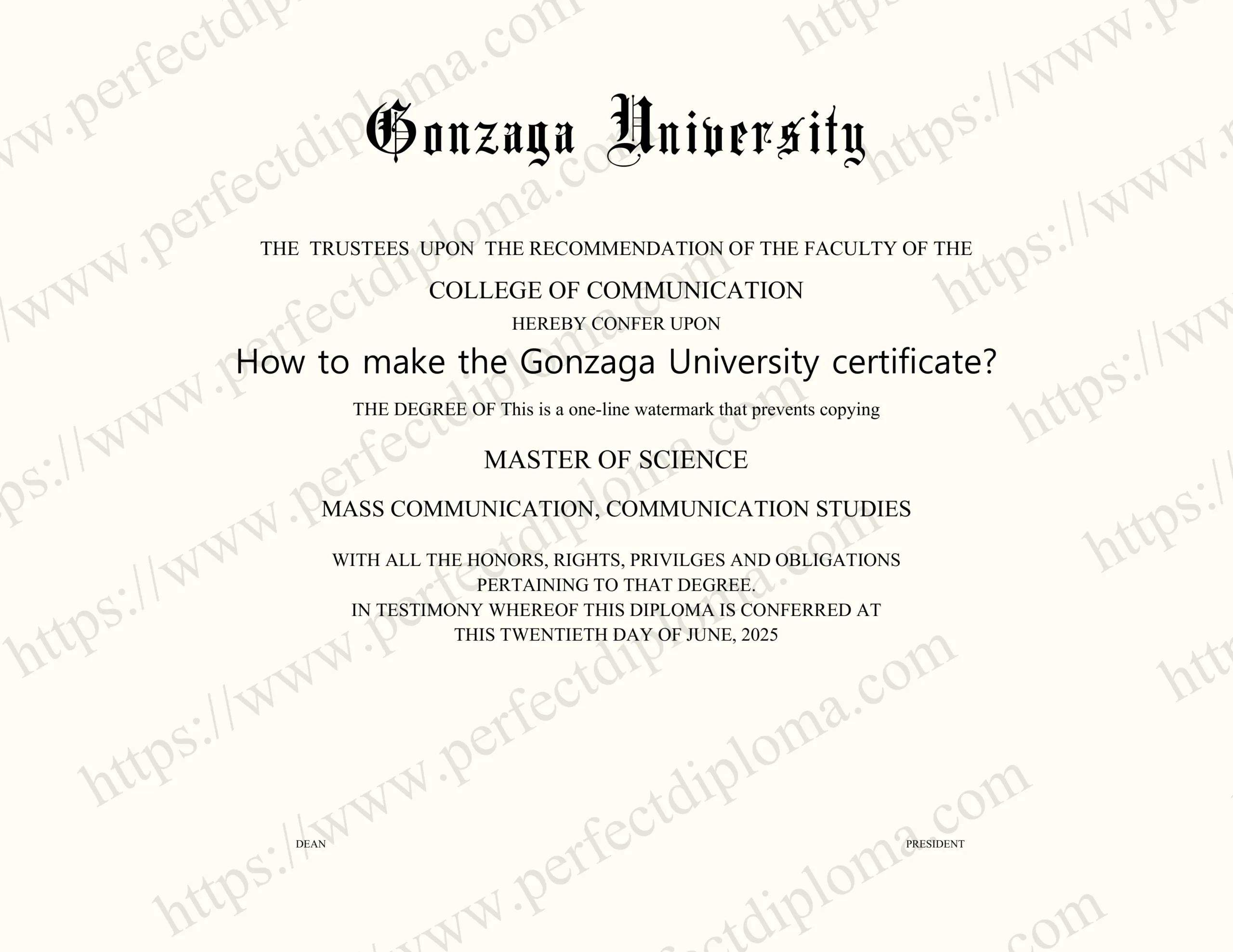 How to make the Gonzaga University certificate?