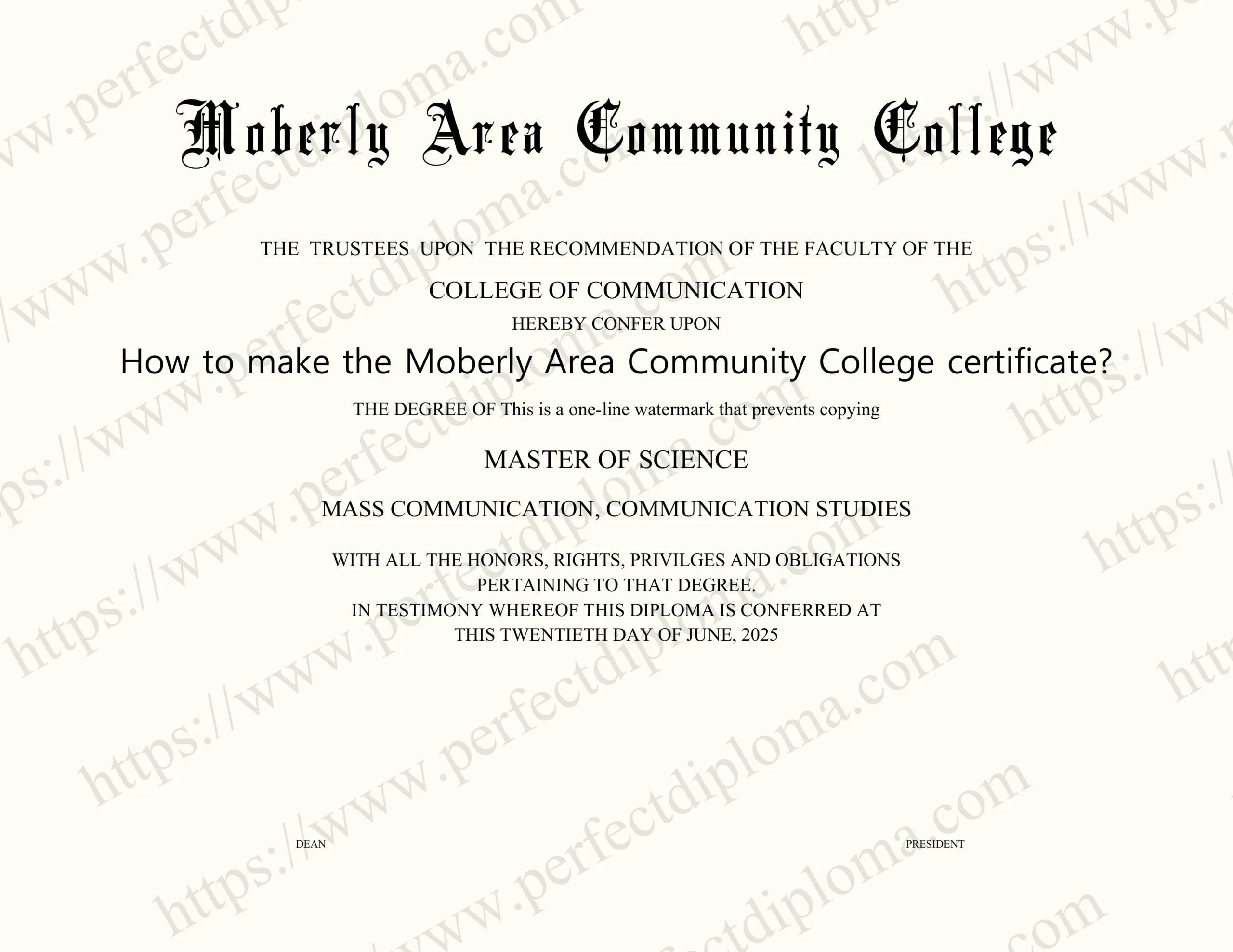 How to make the Moberly Area Community College certificate?