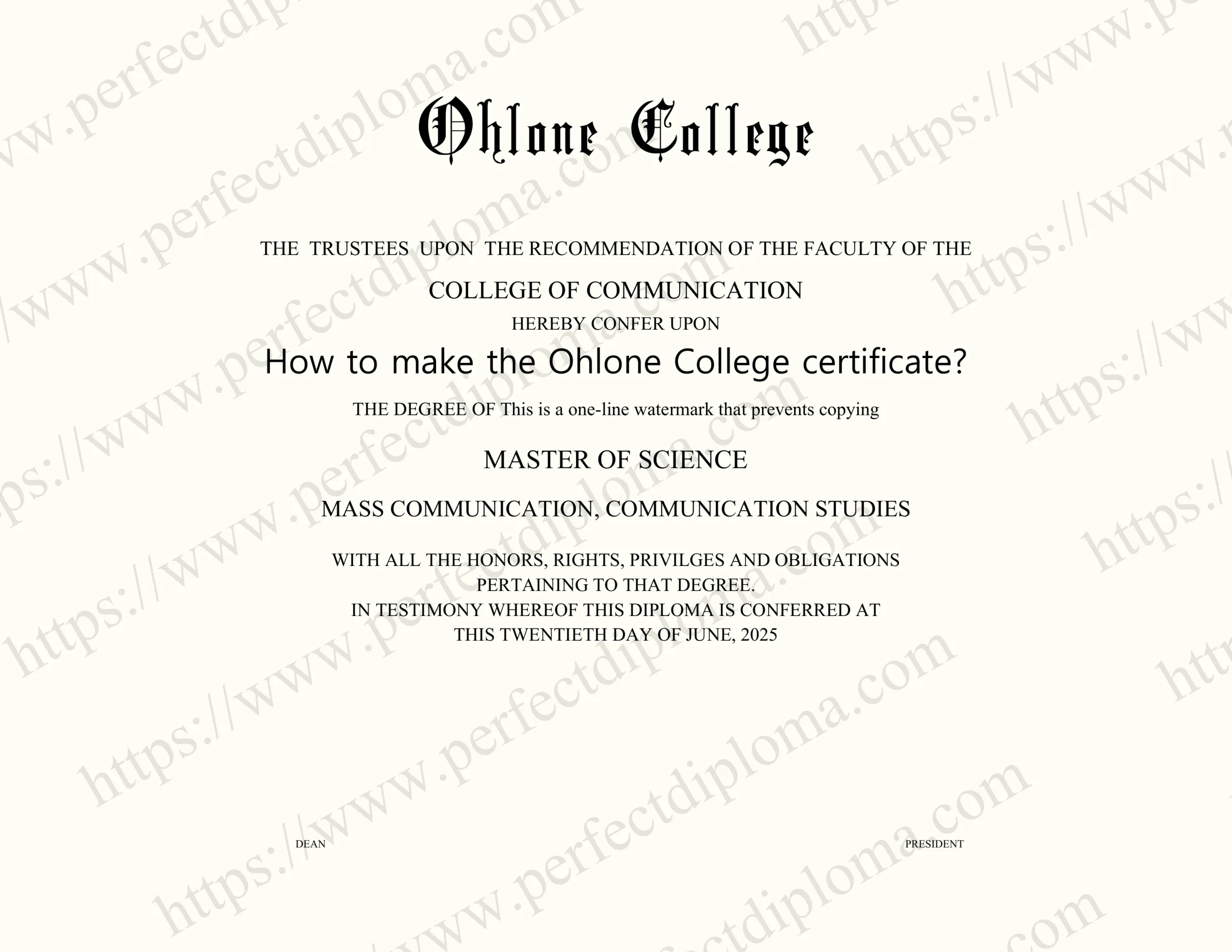 How to make the Ohlone College certificate?