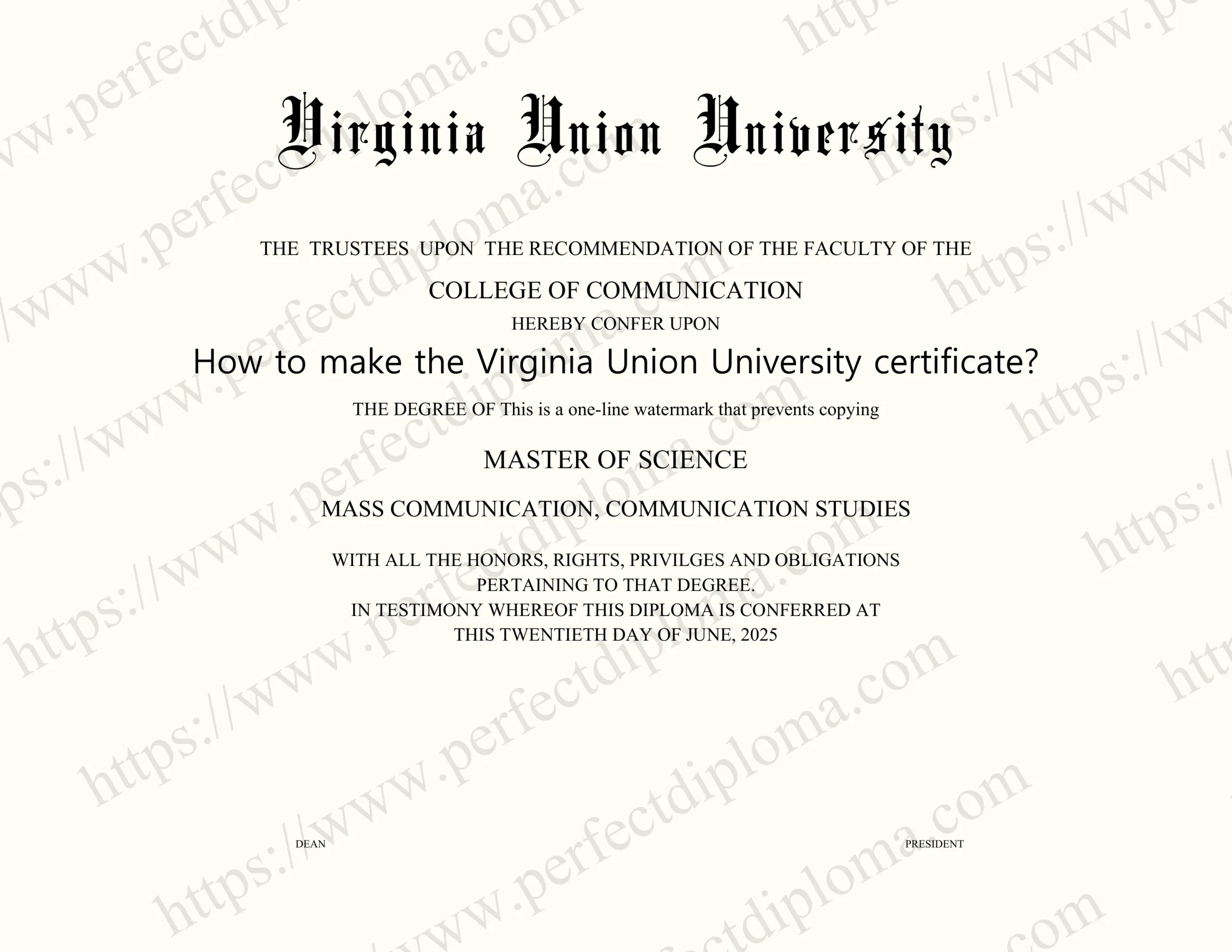 How to make the Virginia Union University certificate?